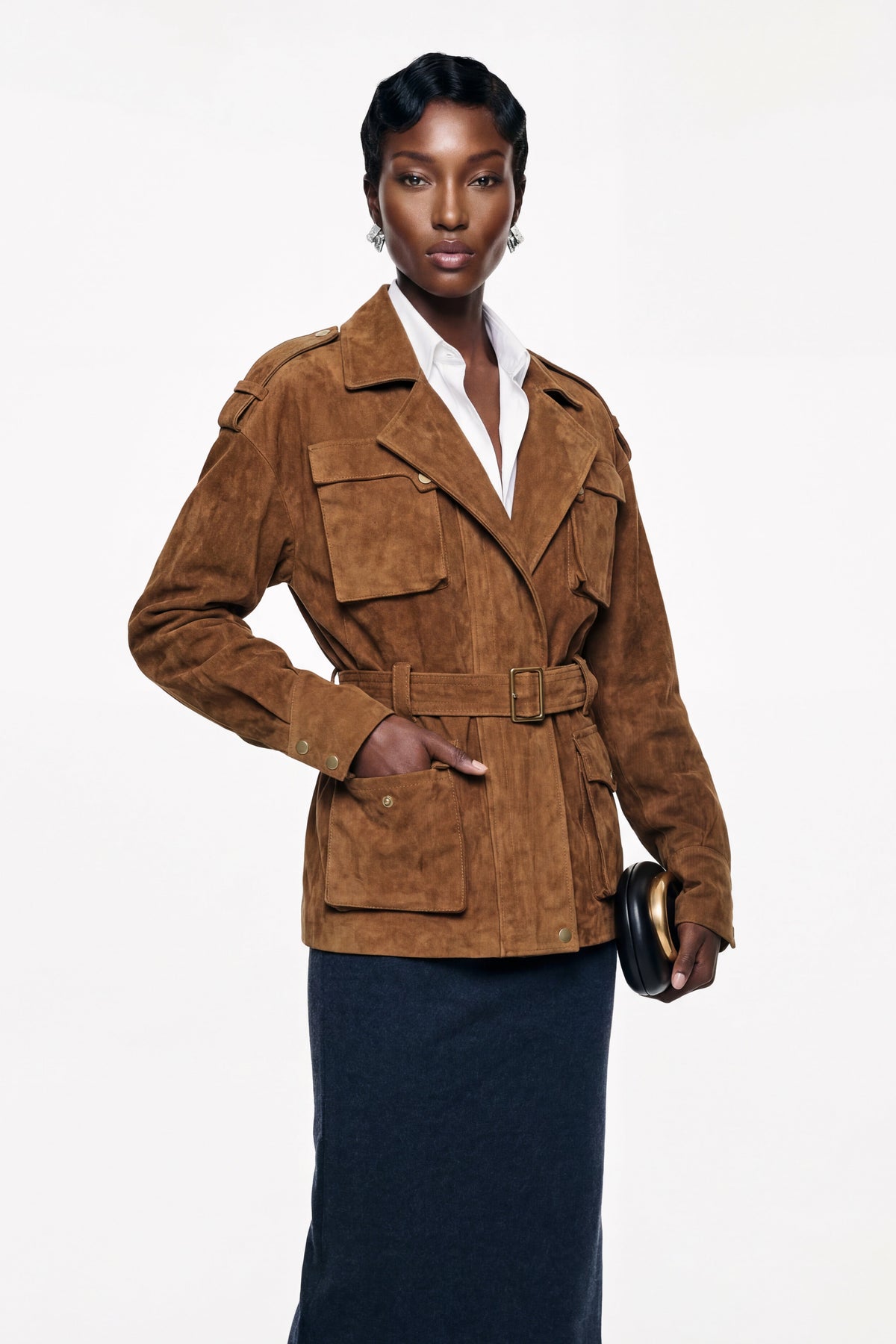 Maryam Chocolate Brown Faux Suede Jacket (Final Sale)