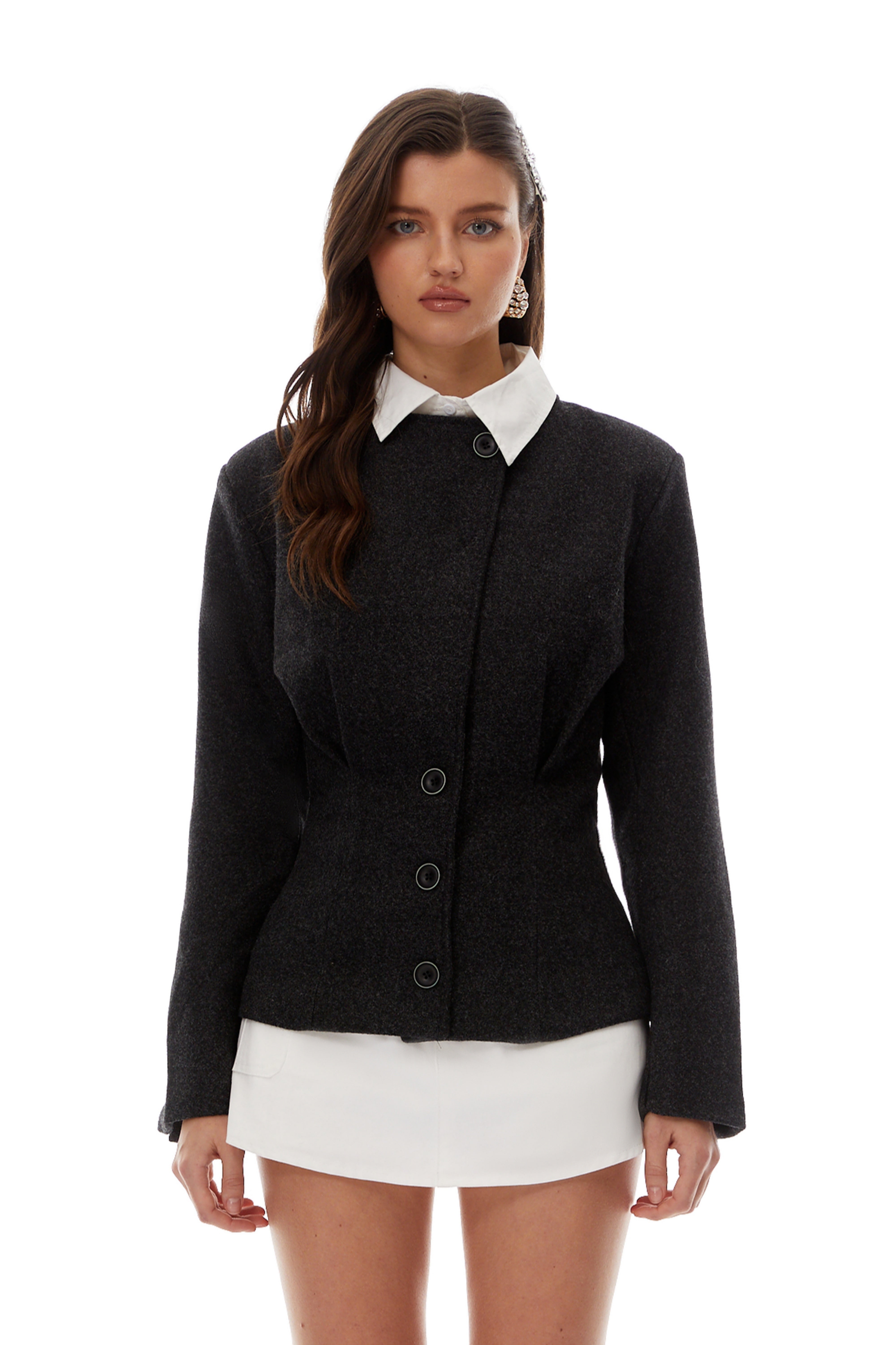 Maša Grey Asymmetrical Jacket