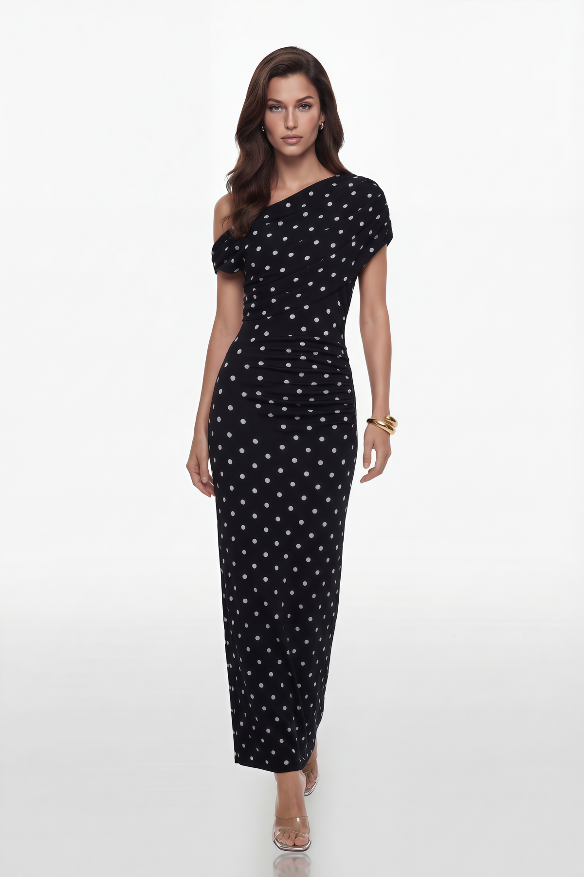 Maya One Shoulder Polka Dot Maxi Dress