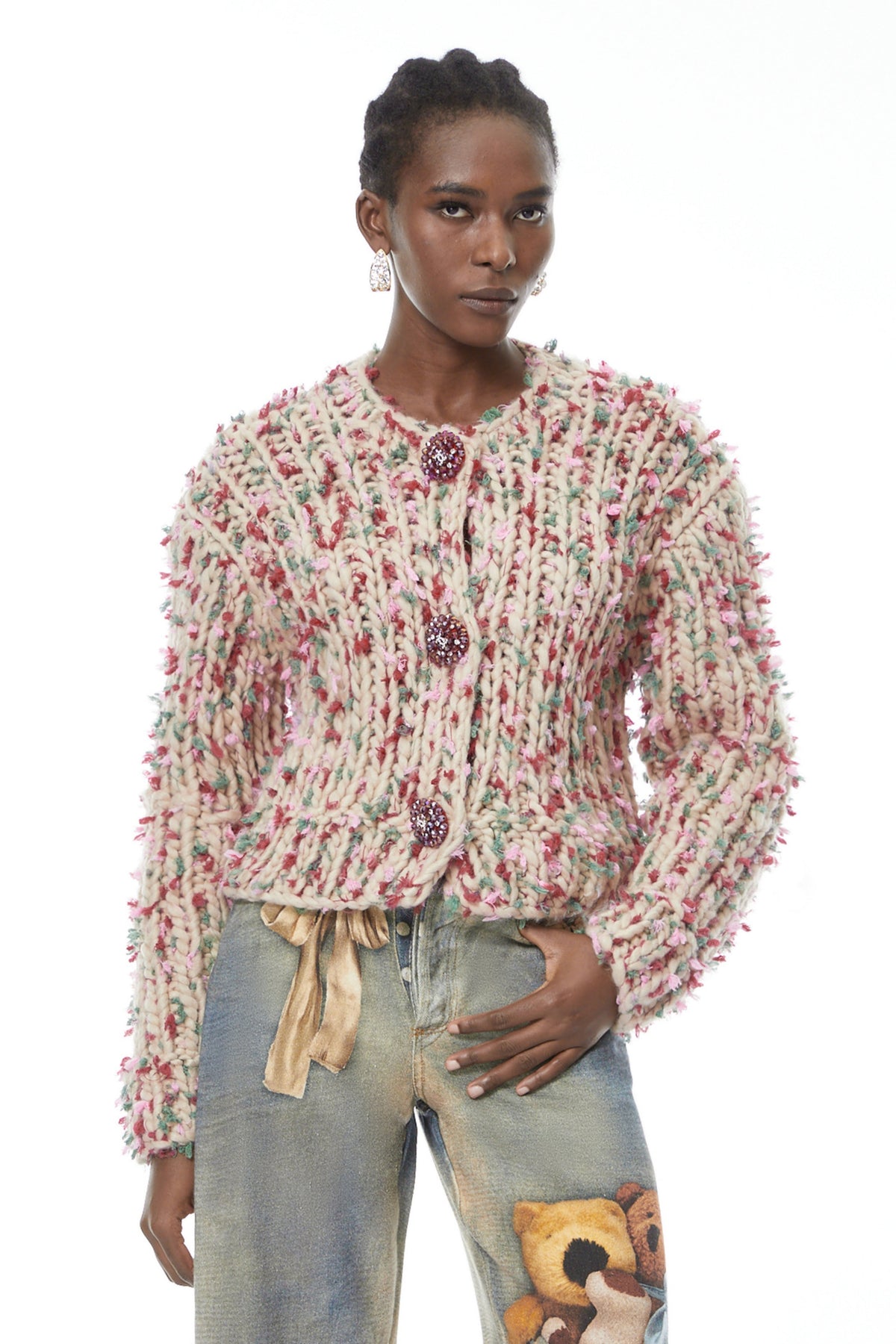 Mélisande Neutral Floral Knit Sweater