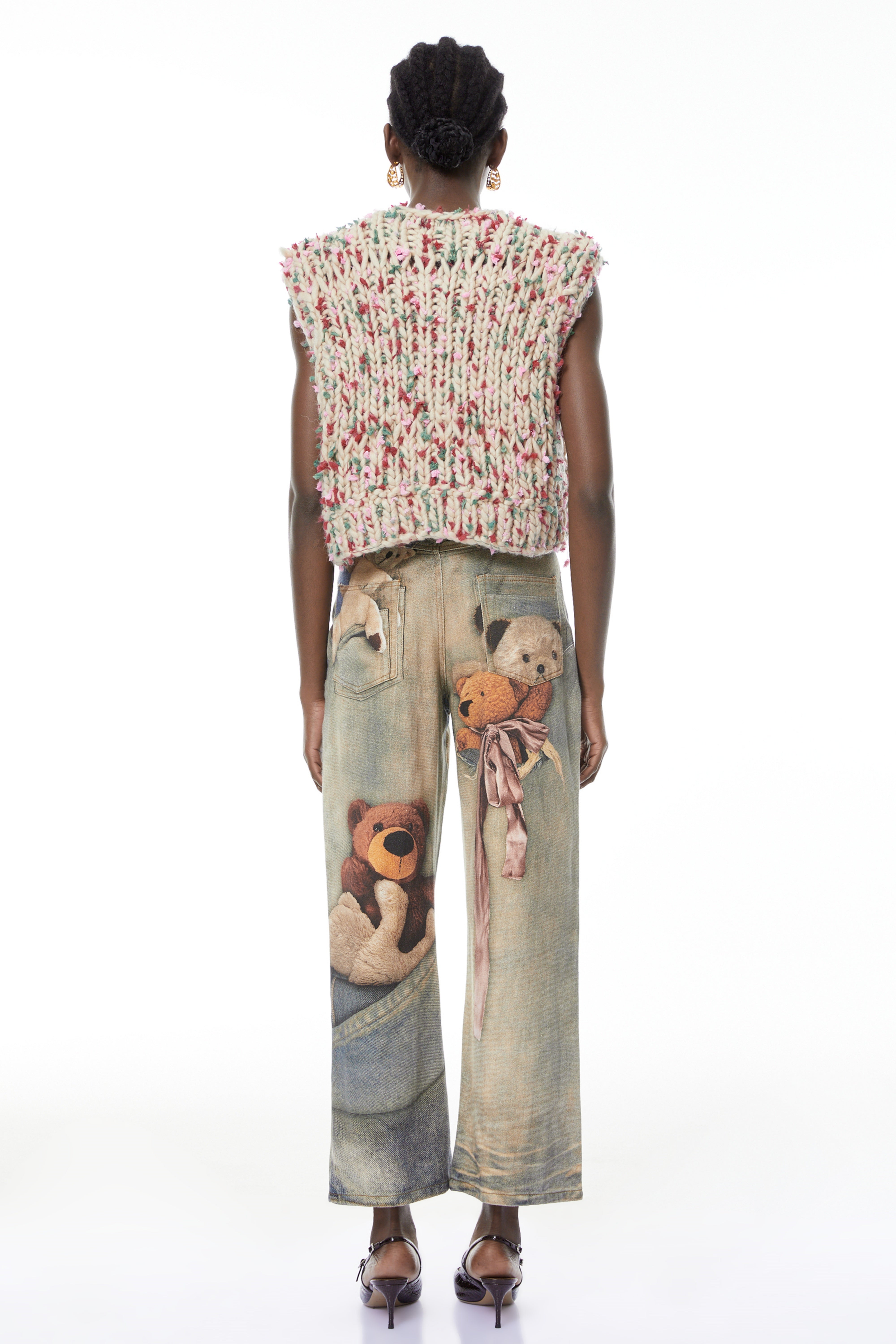 Mélisande Neutral Floral Knit Sweater Vest