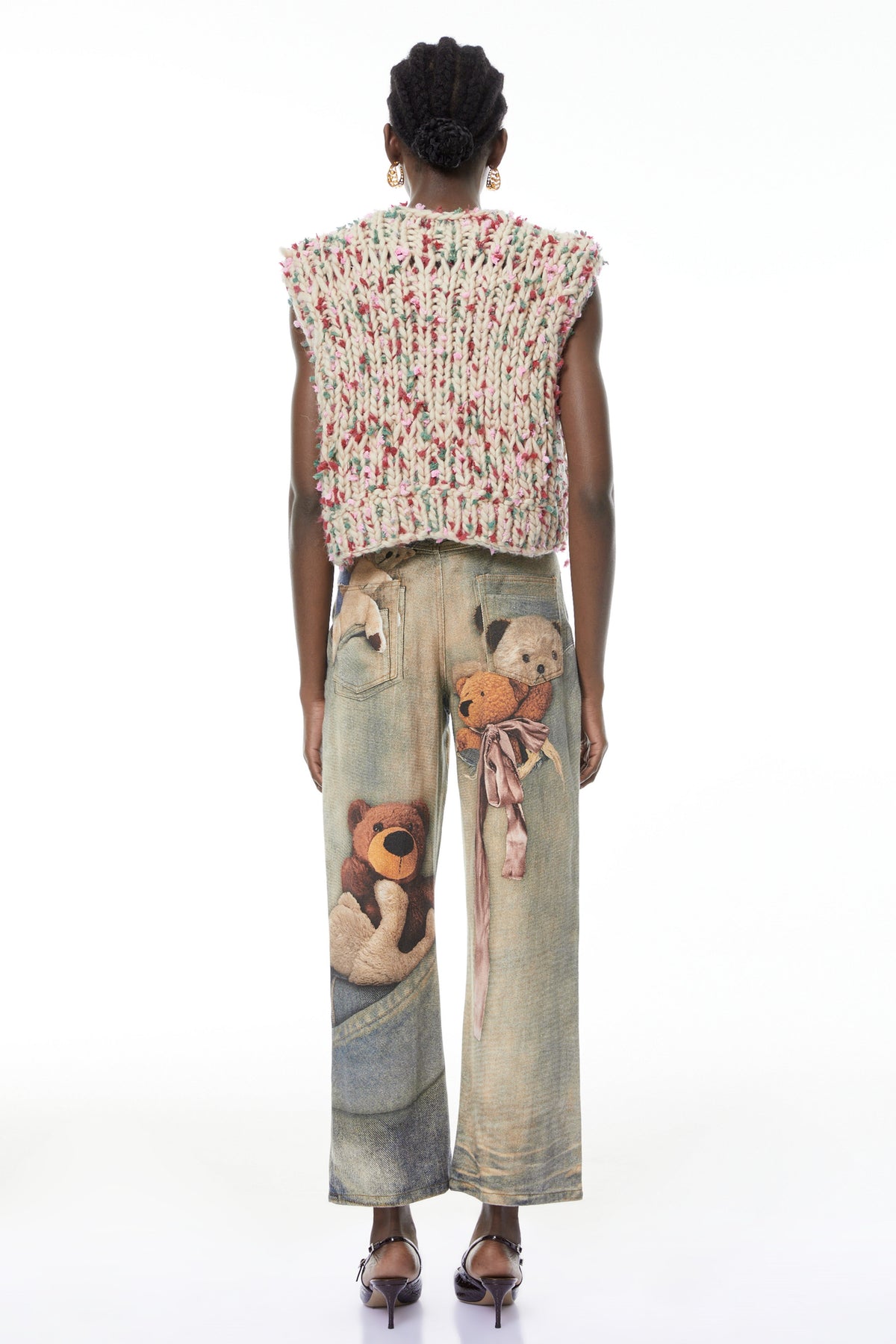 Mélisande Neutral Floral Knit Sweater Vest