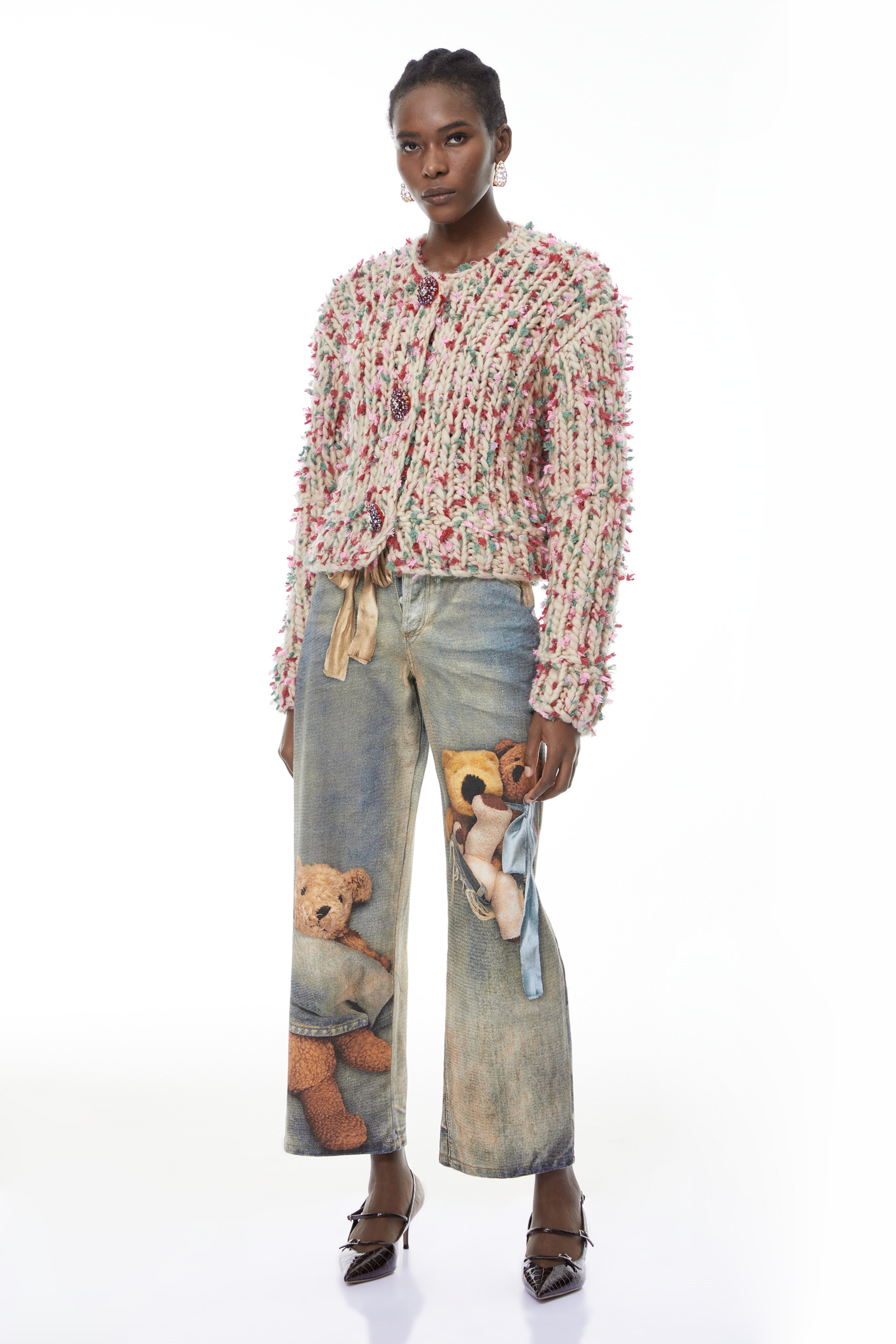 Mélisande Neutral Floral Knit Sweater