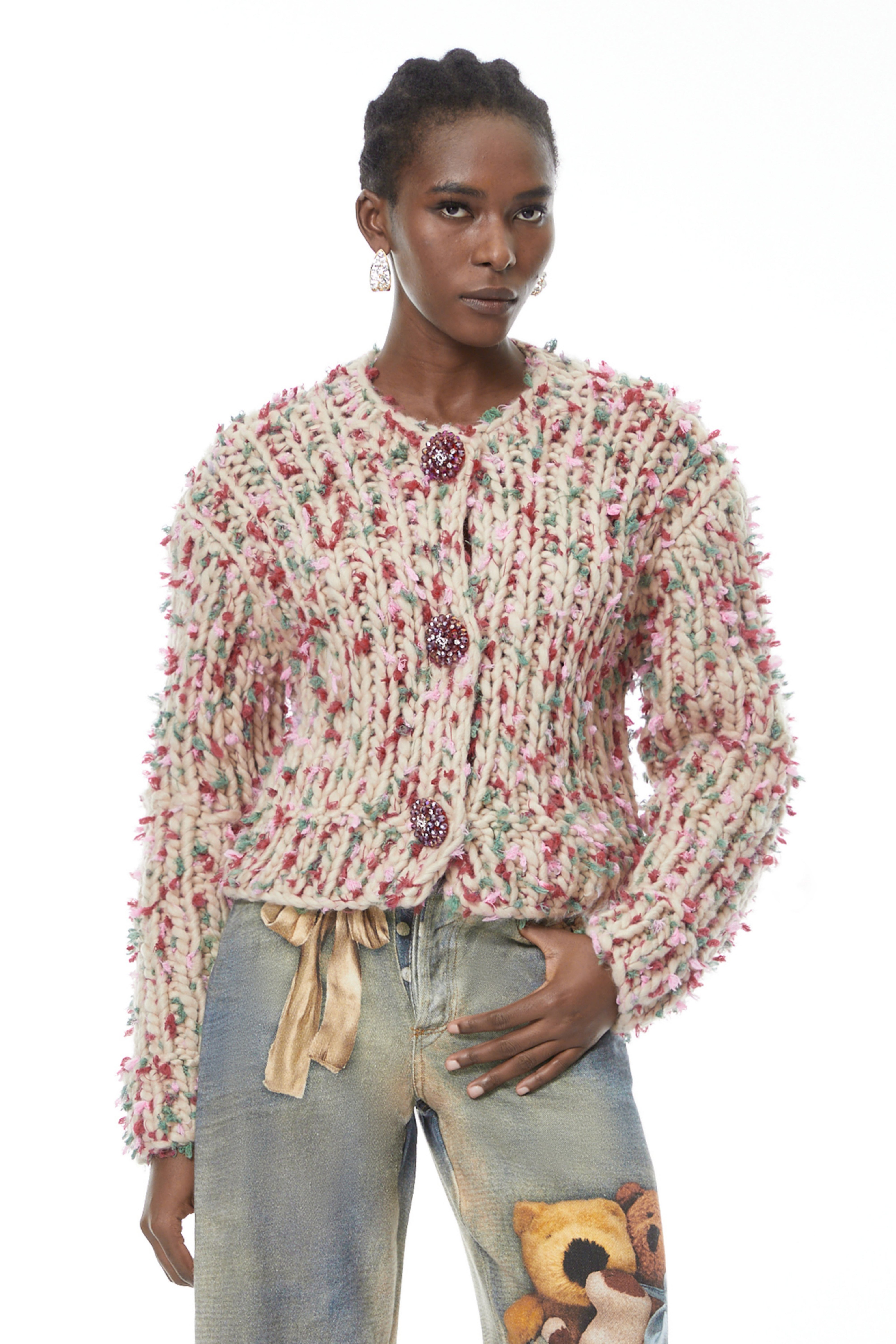 Mélisande Neutral Floral Knit Sweater (Final Sale)