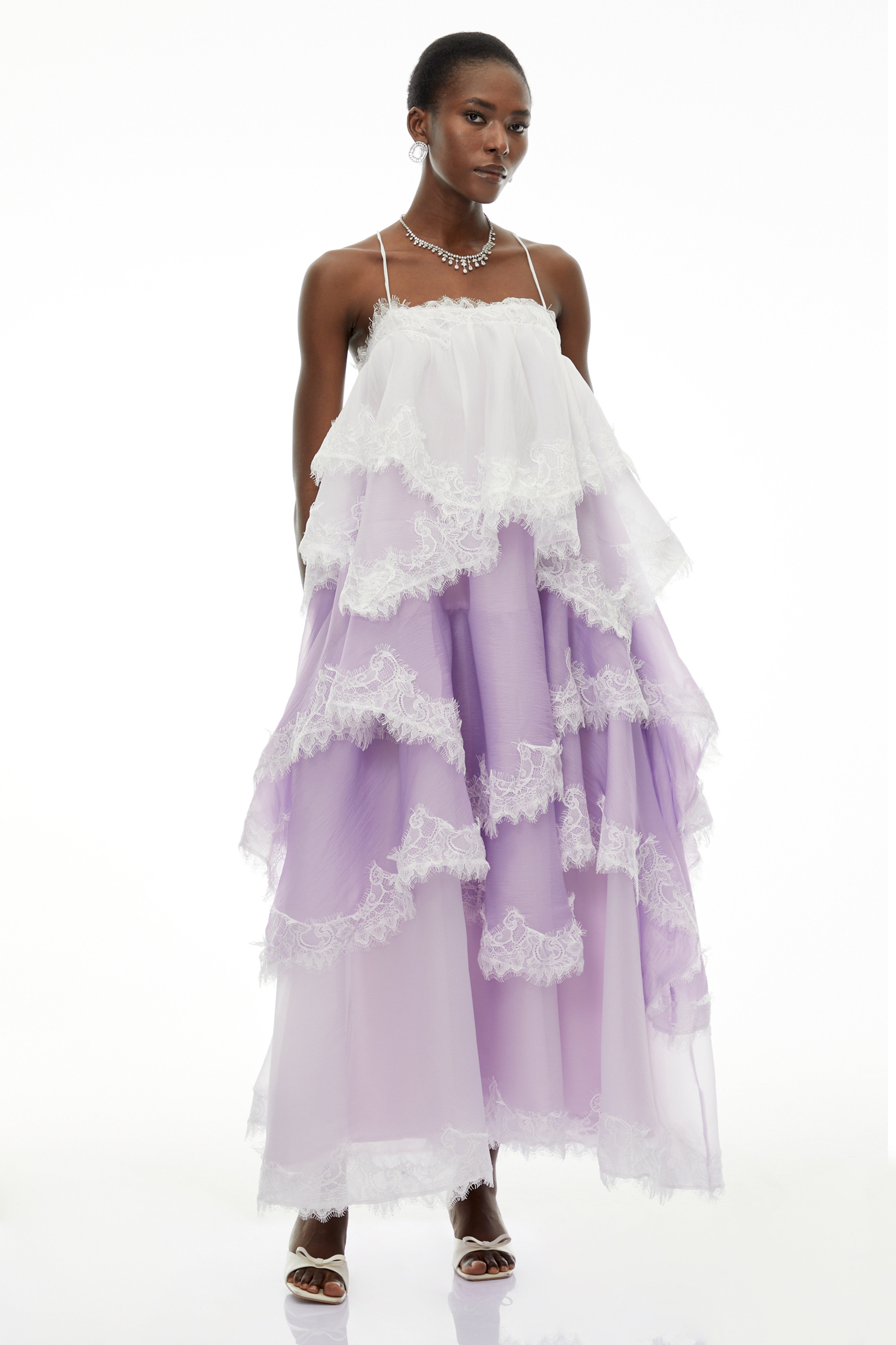 Sloane Purple Ruffled Lace Trim Maxi Dress (Final Sale)