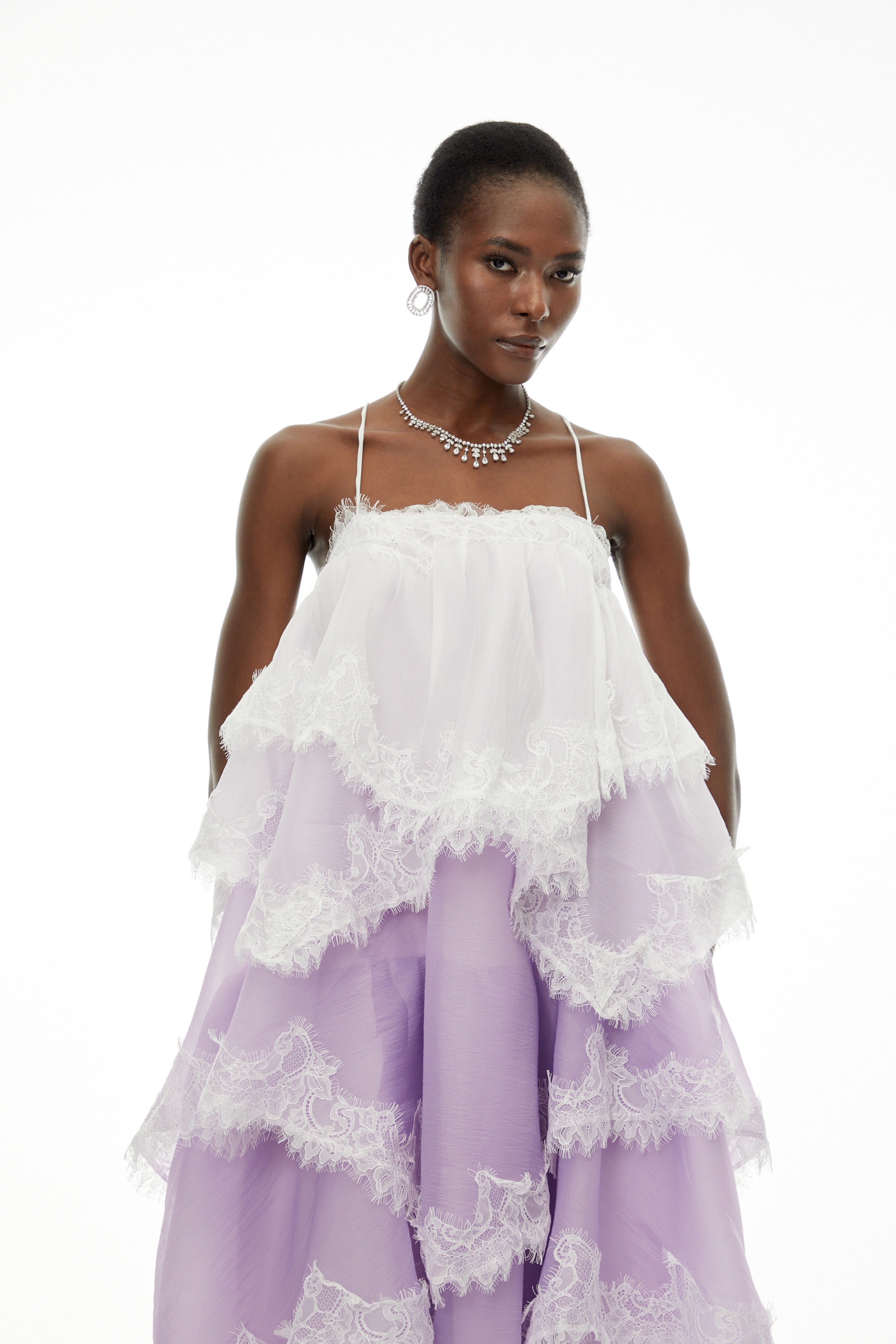 Sloane Purple Ruffled Lace Trim Maxi Dress (Final Sale)