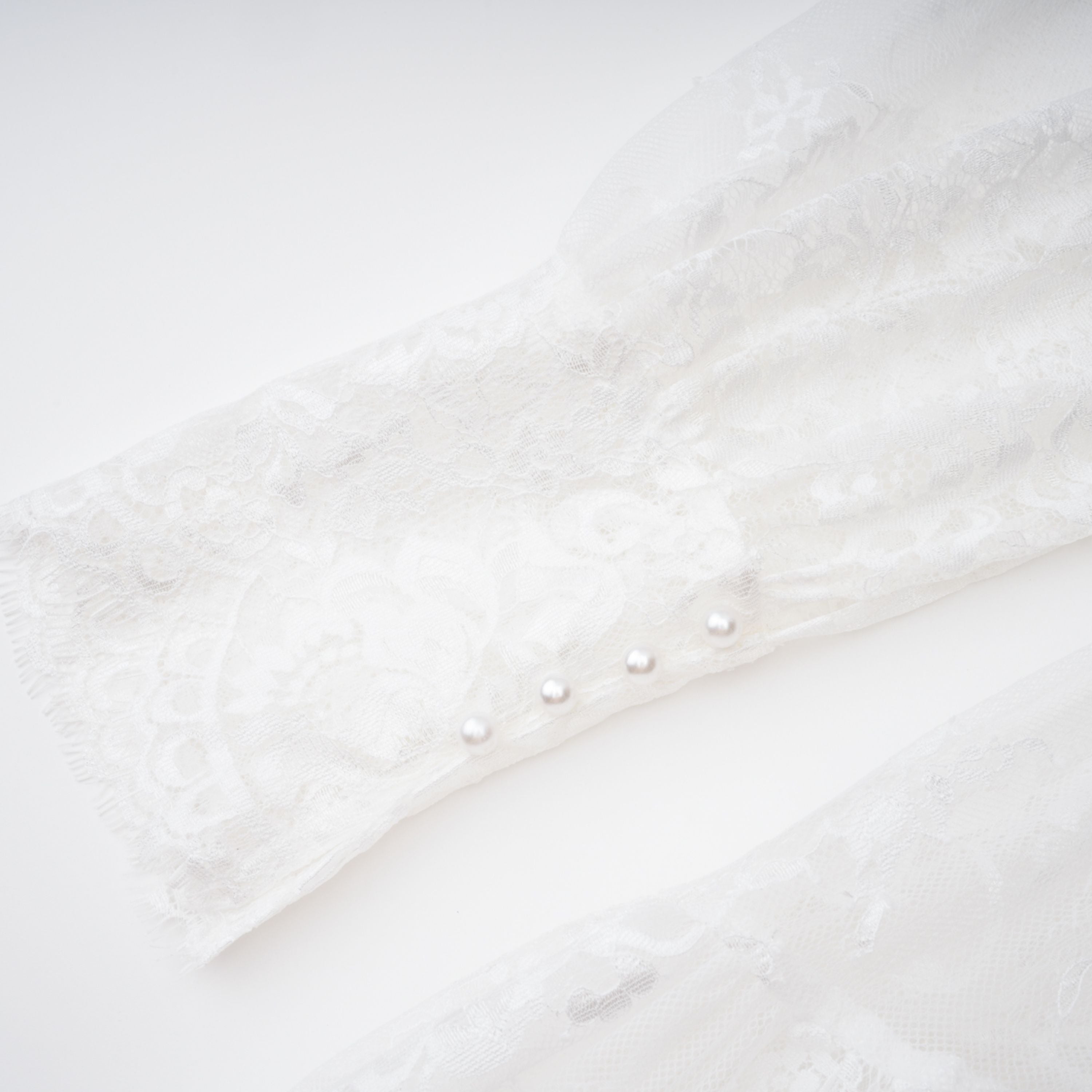 Michalina White Lace Convertible Gown with Long Sleeves