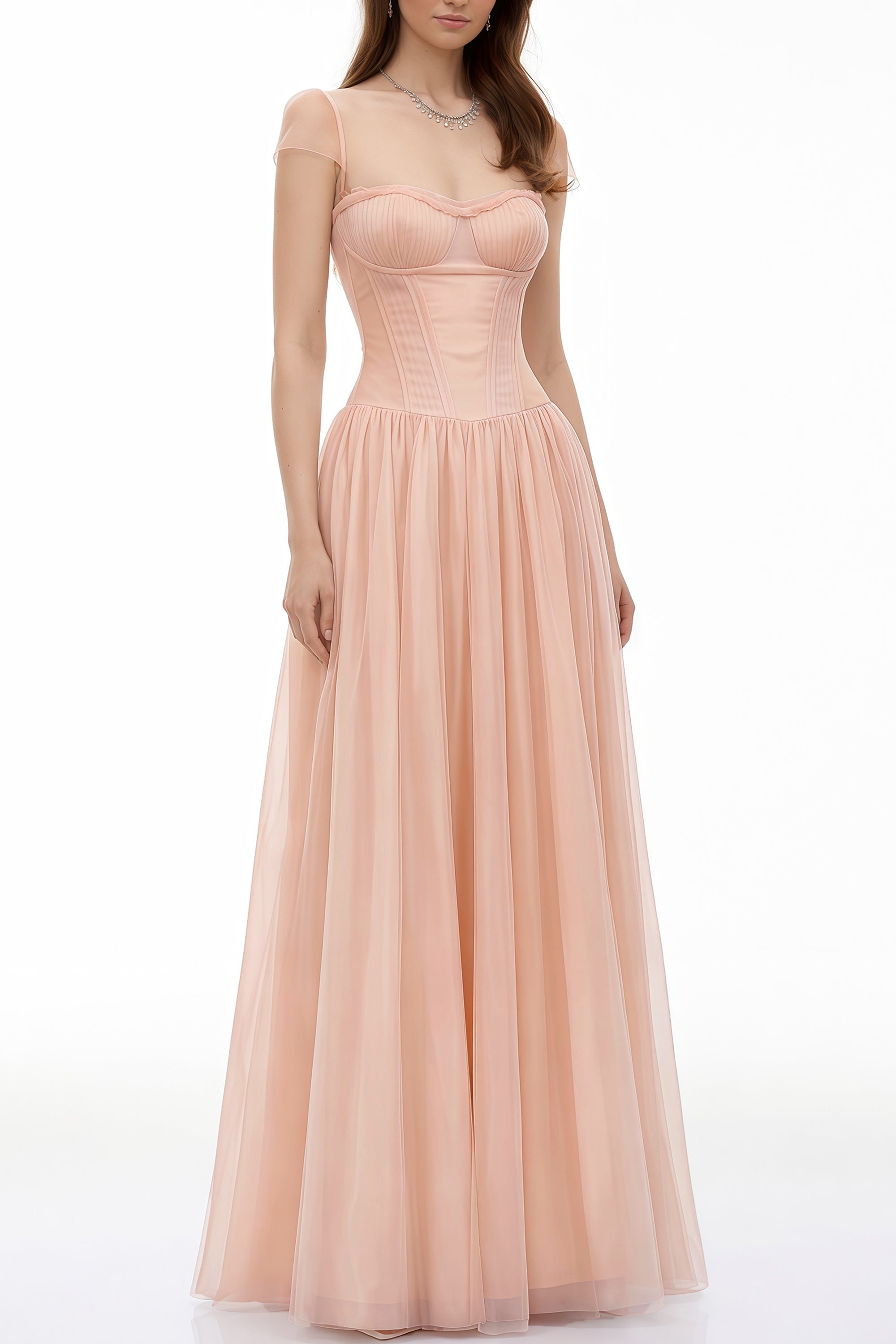 Millie Pink Ruffled Mesh Fairycore Maxi Dress