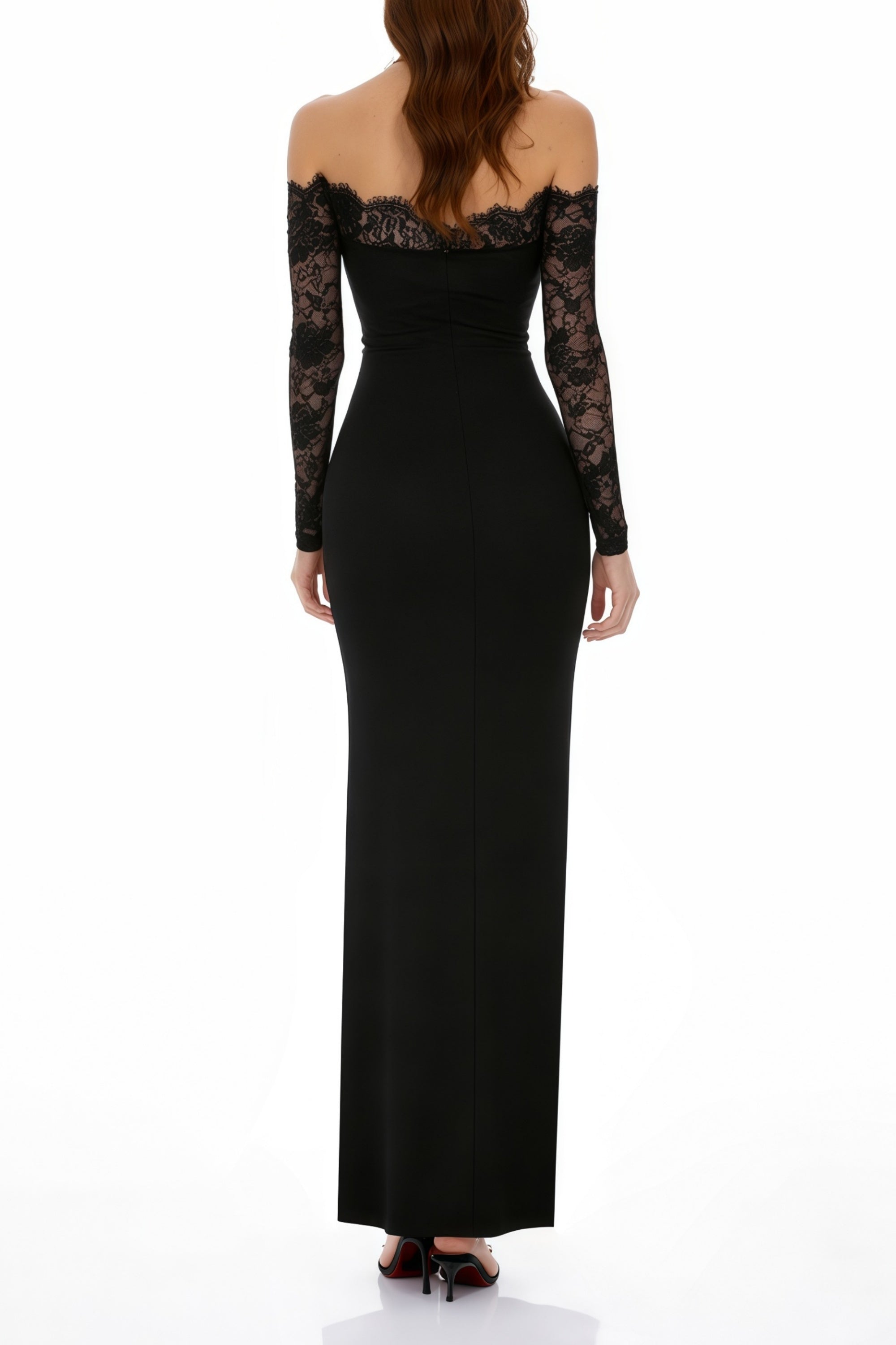 Nephele Black Off Shoulder Floral Lace Maxi Dress (Final Sale-US Only)