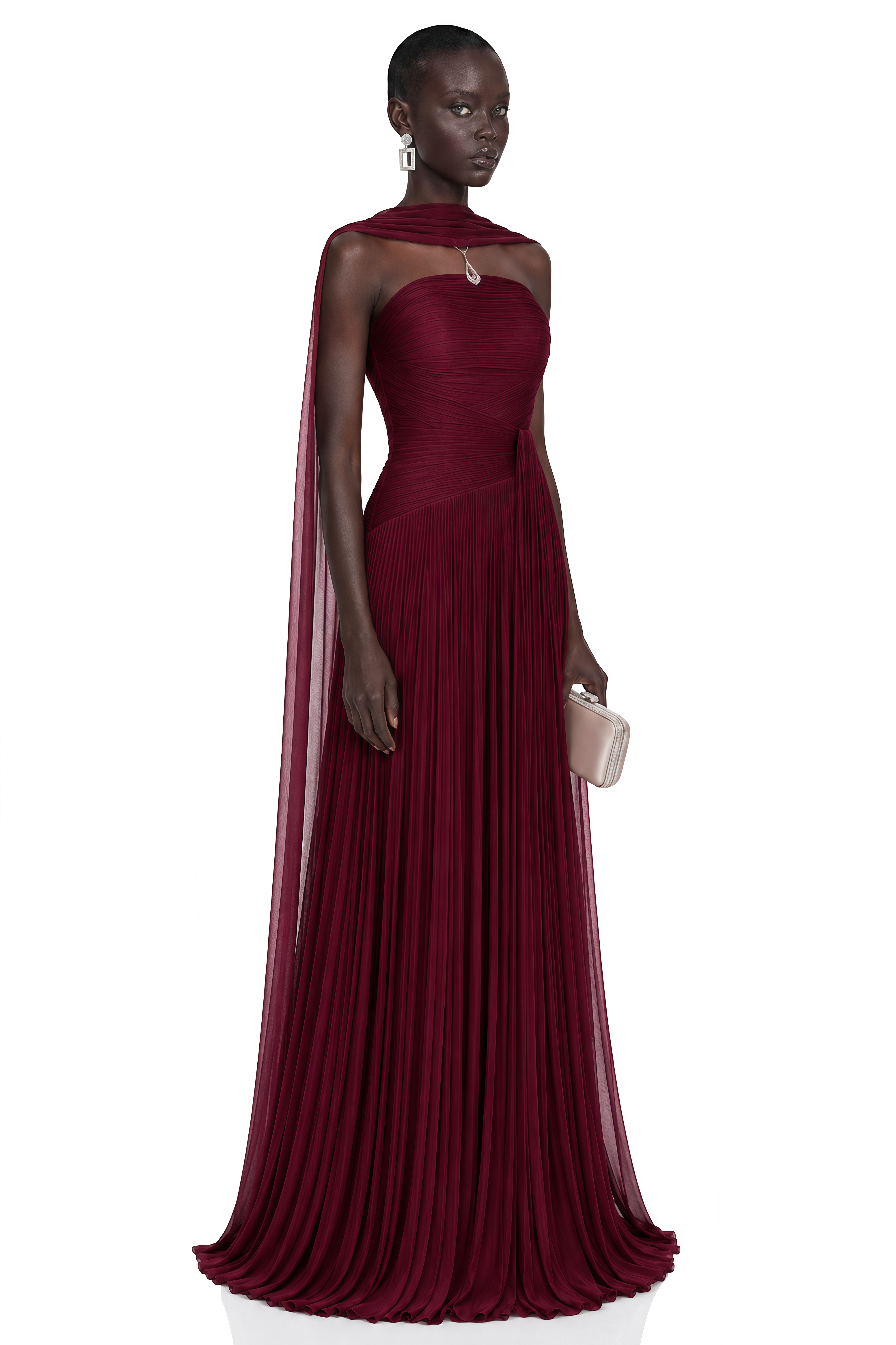 Niamh Red Cross Front Ruched Maxi Dress