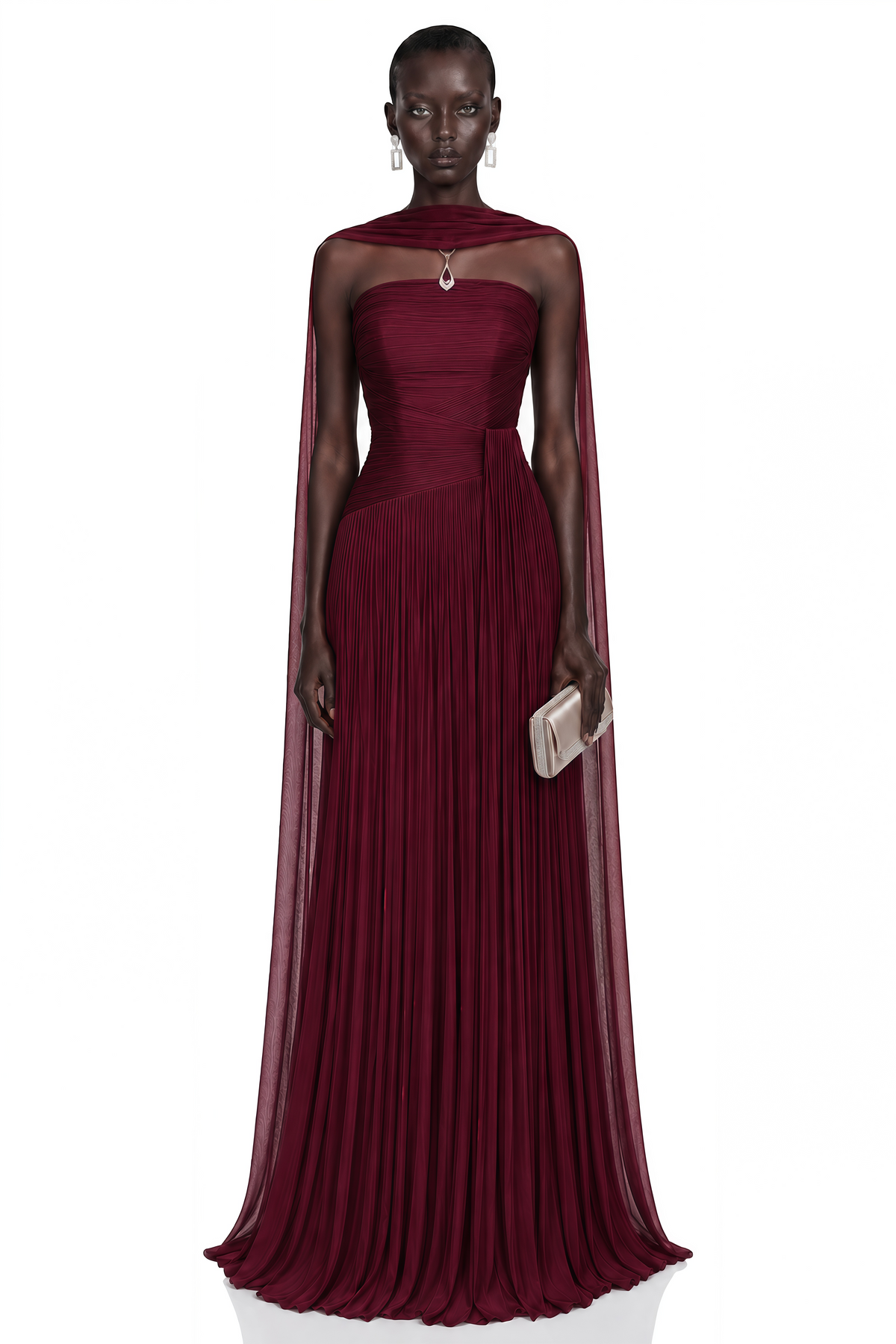 Niamh Red Cross Front Ruched Maxi Dress