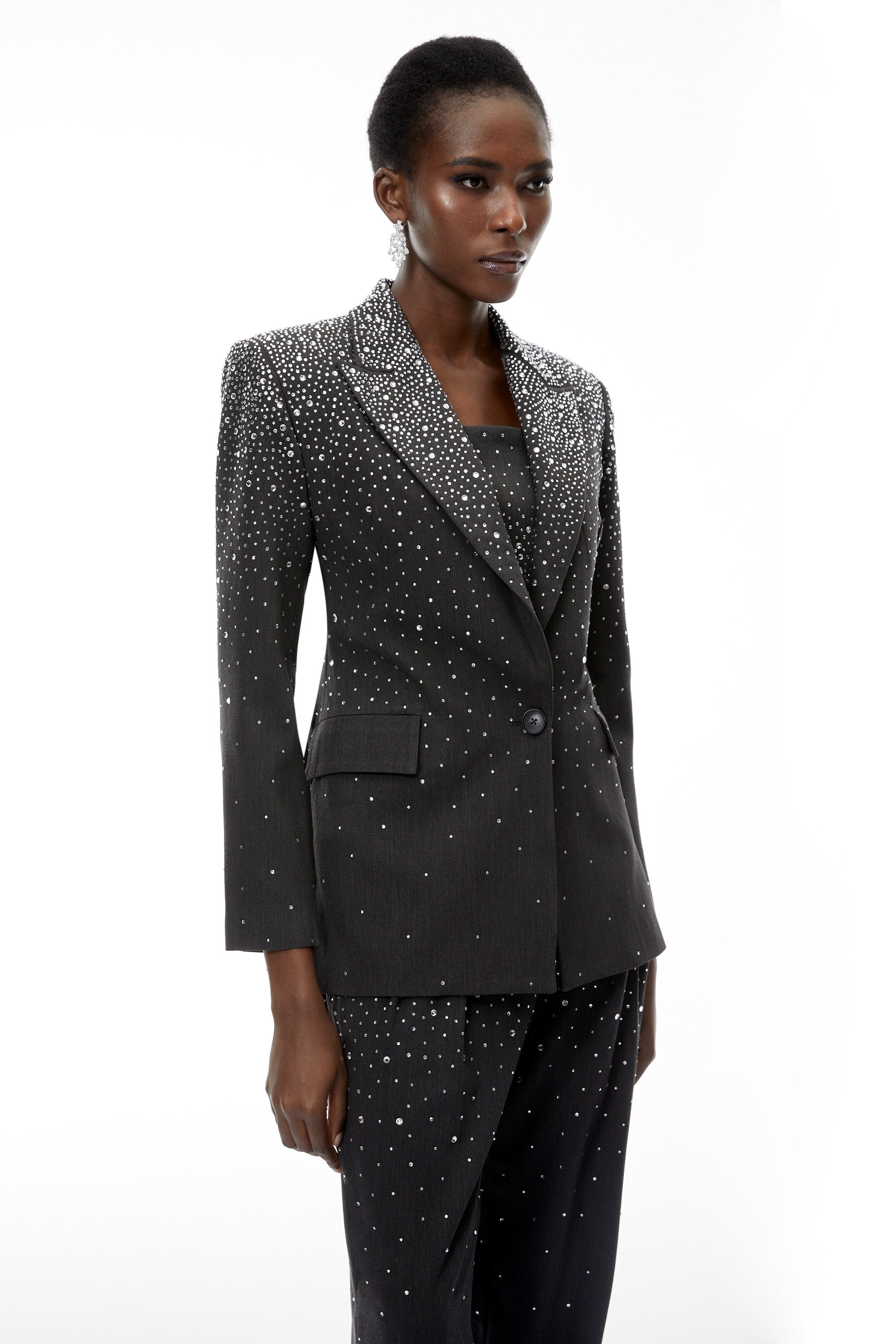 Nicola Grey Fully Embellished Blazer
