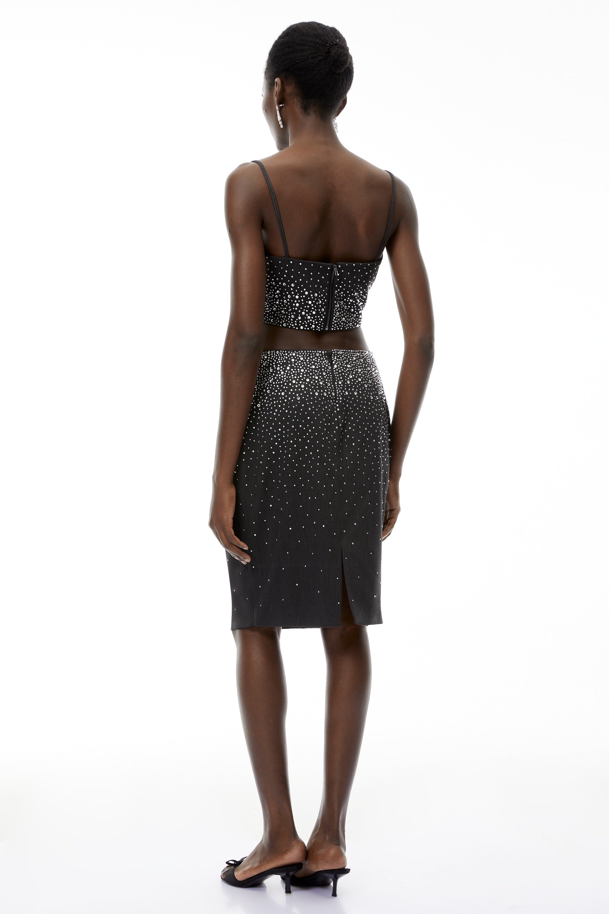 Nicola Grey Fully Embellished Skirt