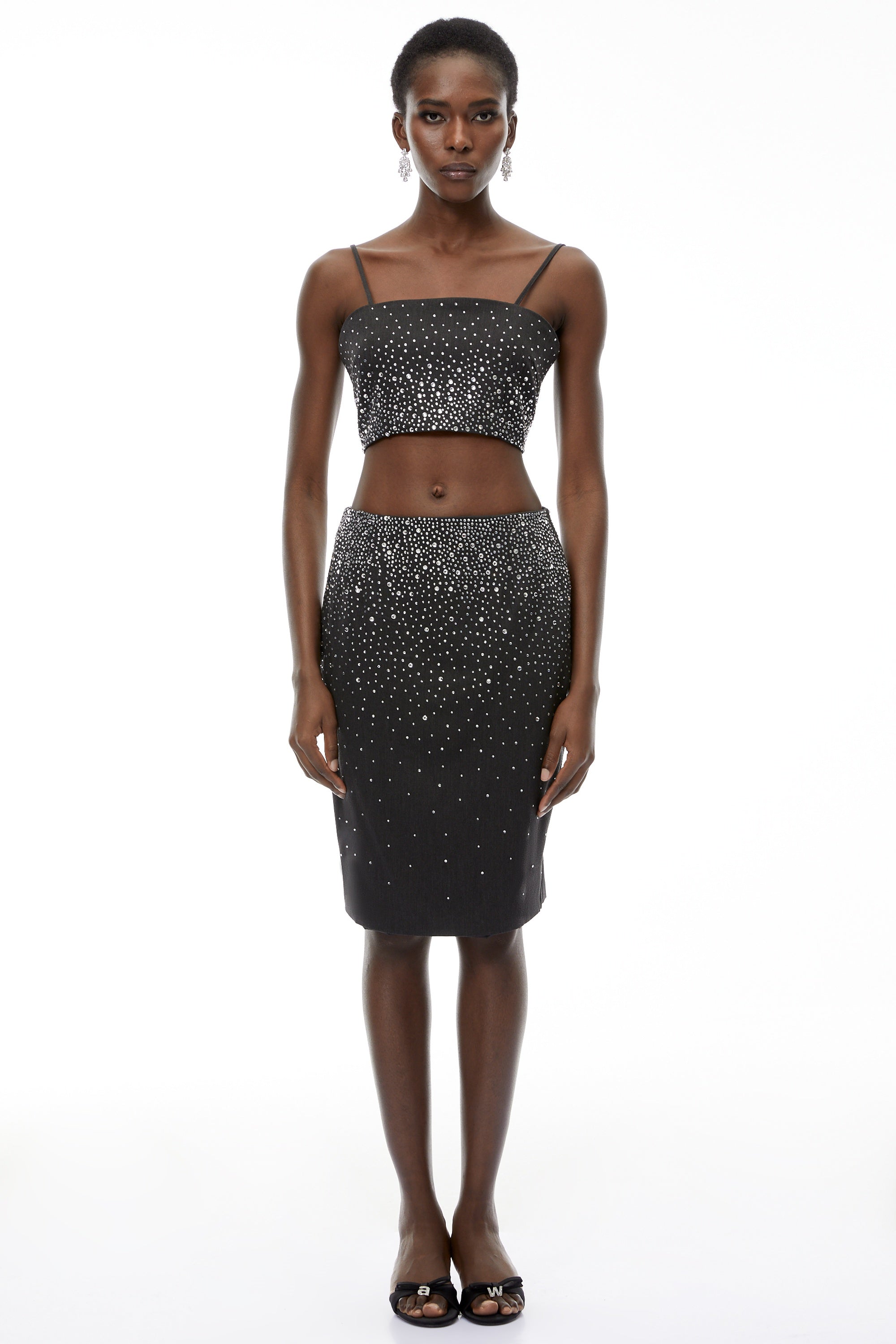 Nicola Grey Fully Embellished Skirt
