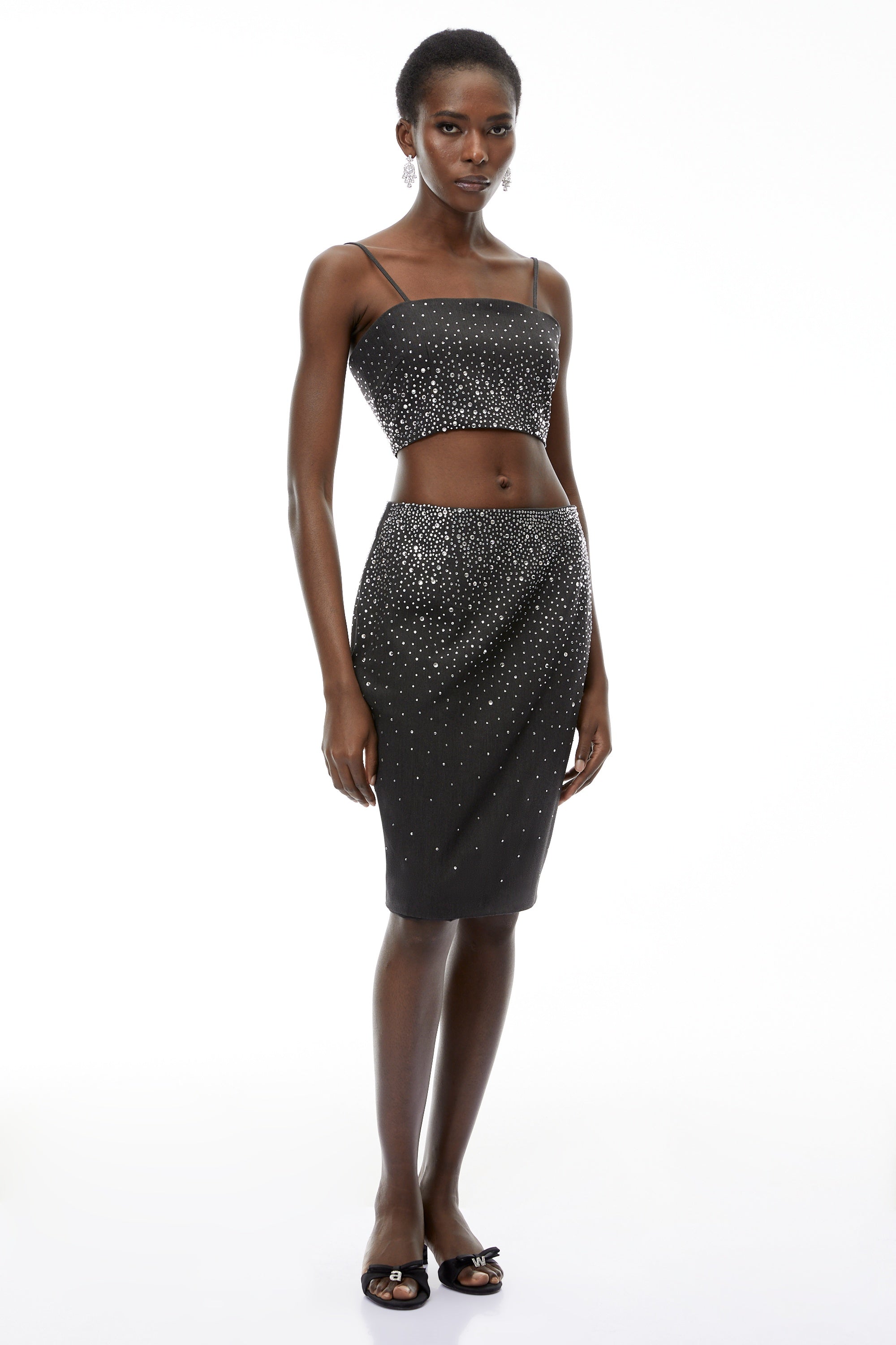 Nicola Grey Fully Embellished Skirt
