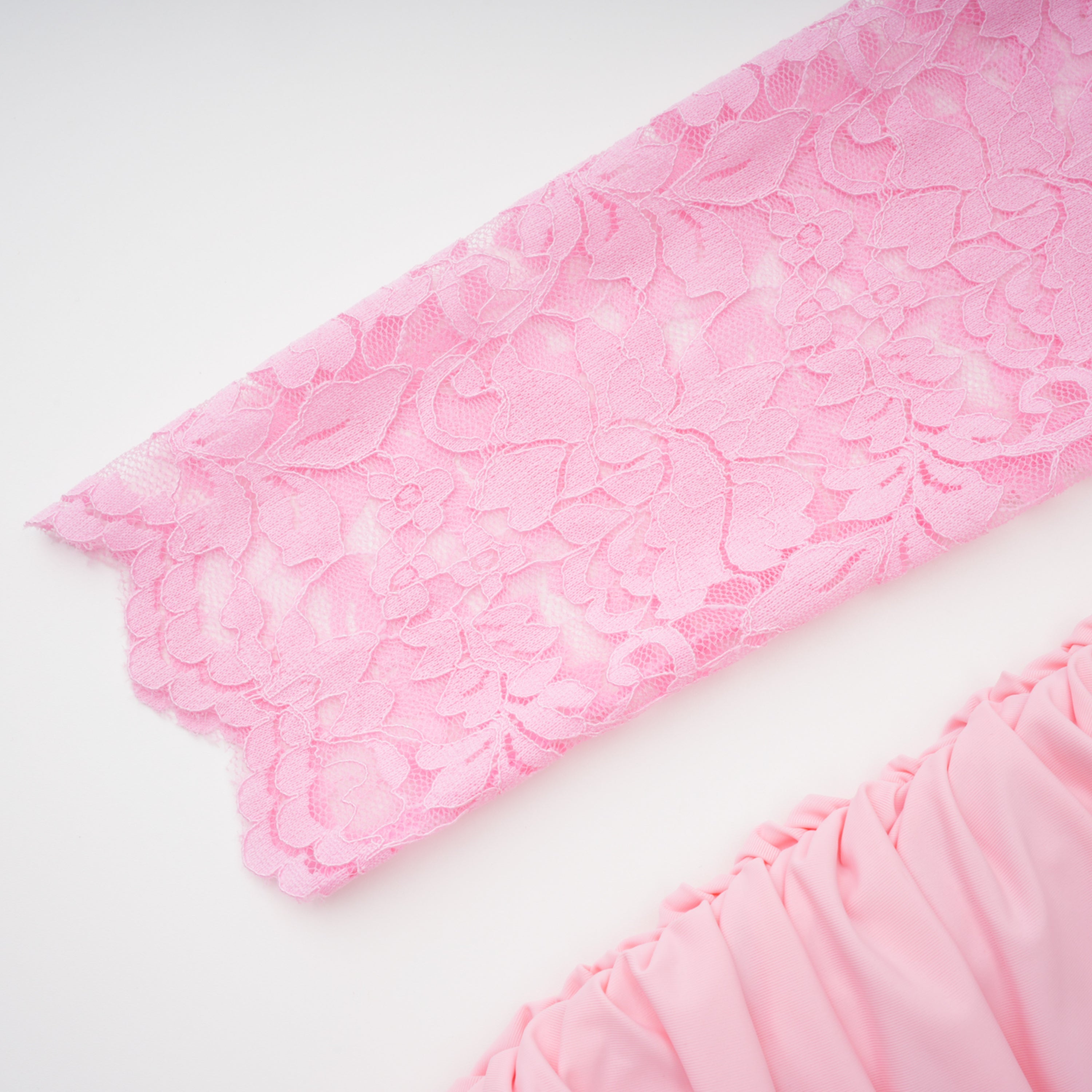 Nuria Pink Ribbon Detail Floral Lace Midi Dress (Final Sale-US Only)