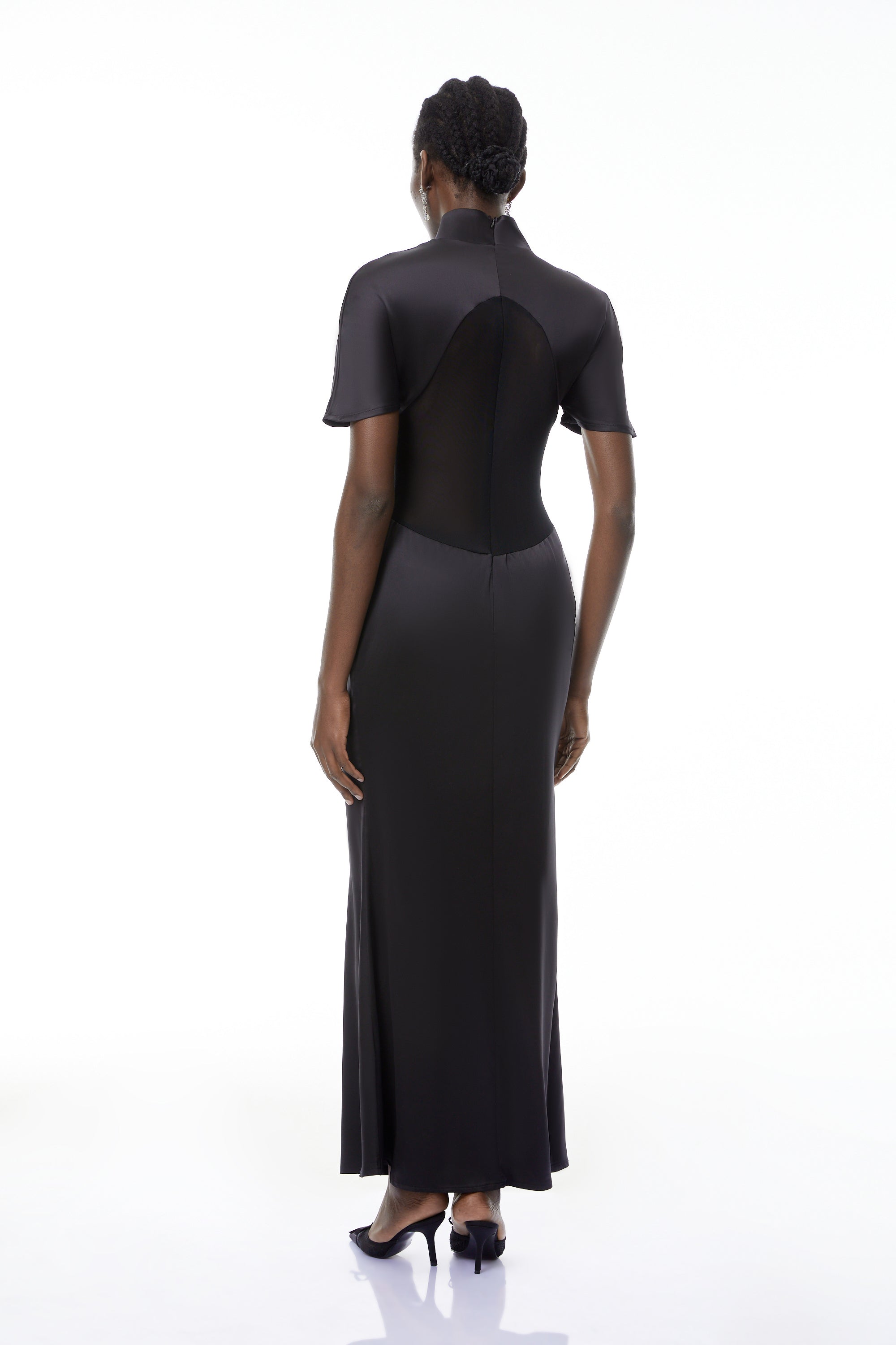 Odelia Black High Neck Sheer Maxi Dress (Final Sale)