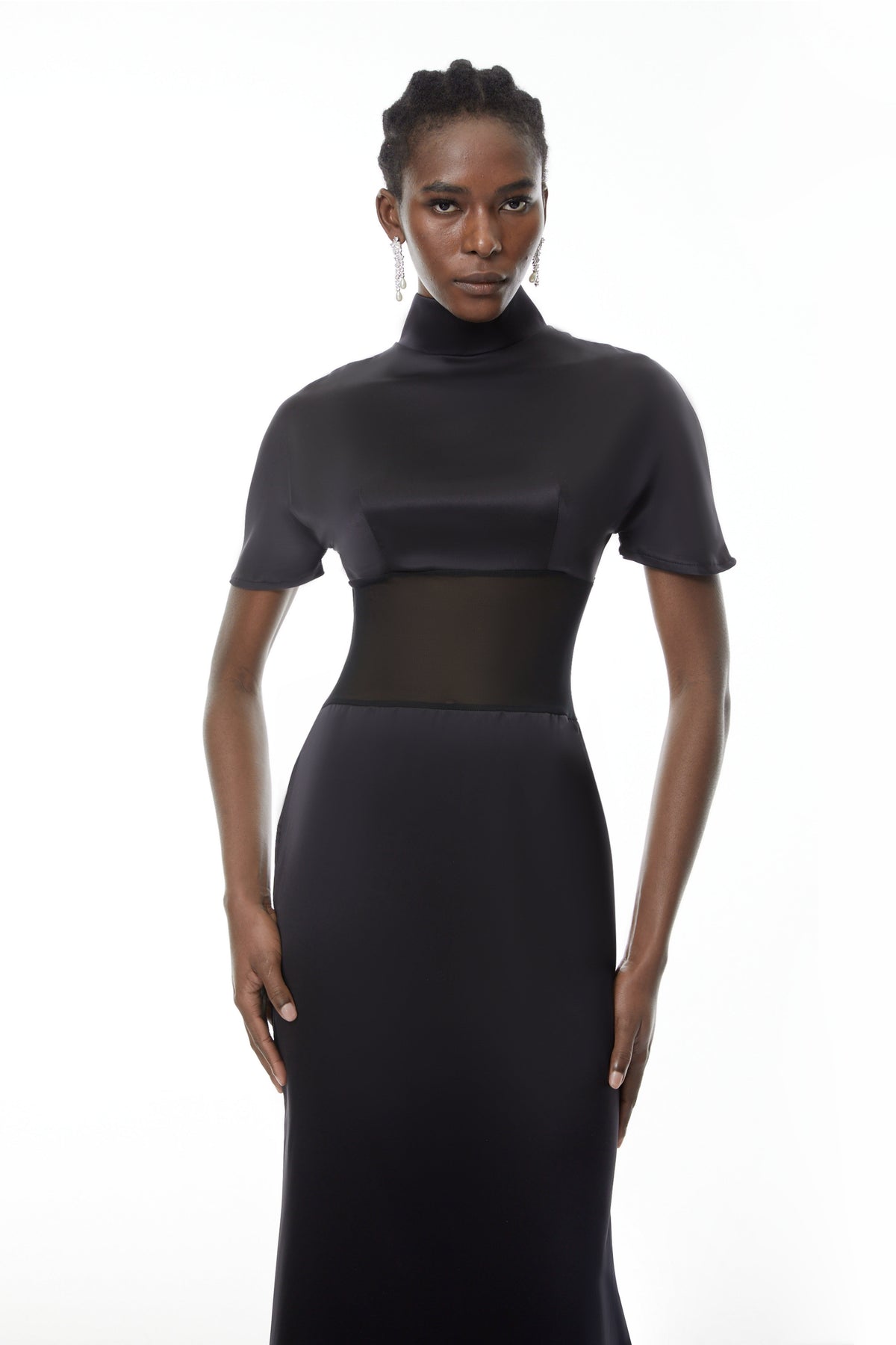 Odelia Black High Neck Sheer Maxi Dress (Final Sale)