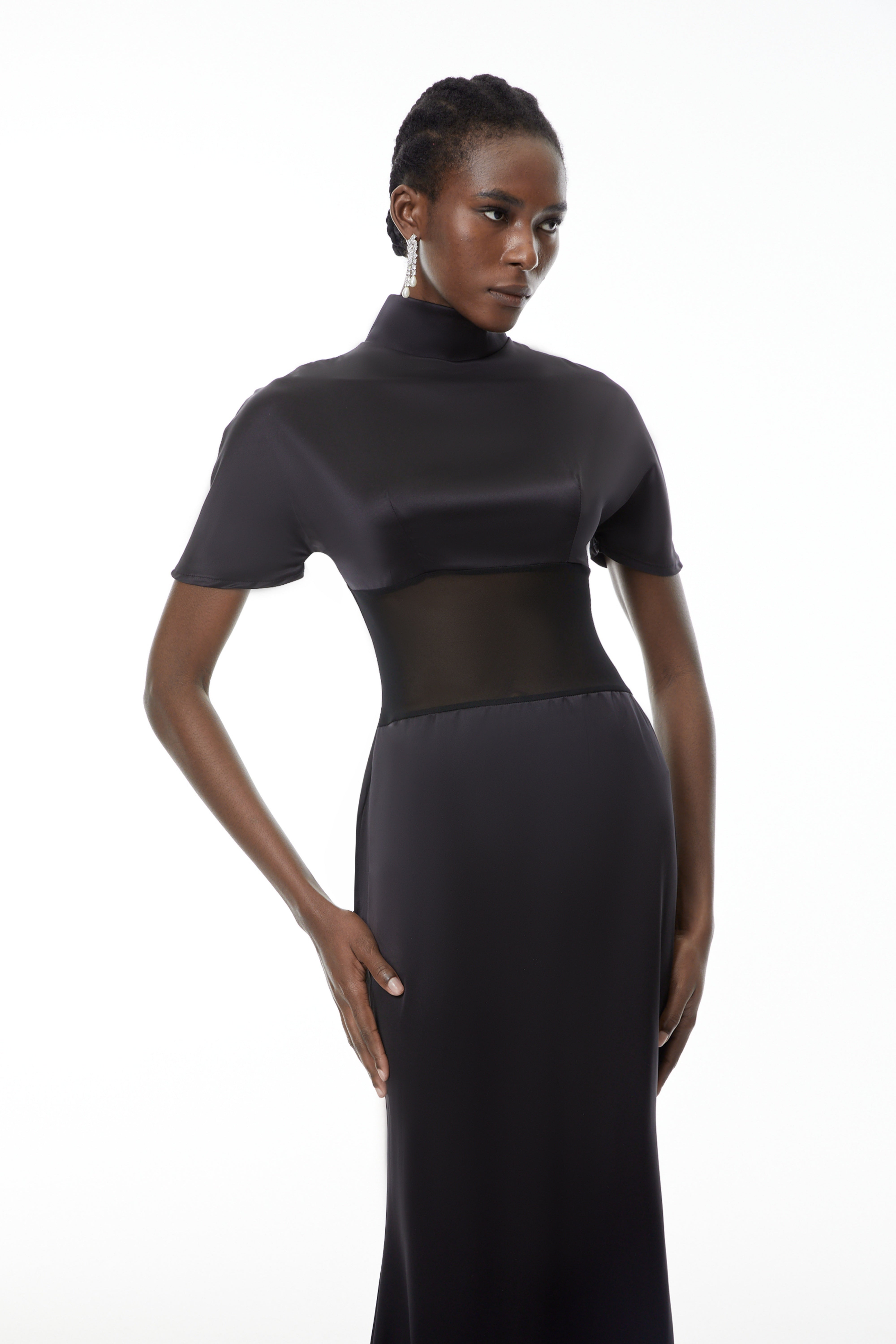 Odelia Black High Neck Sheer Maxi Dress (Final Sale)