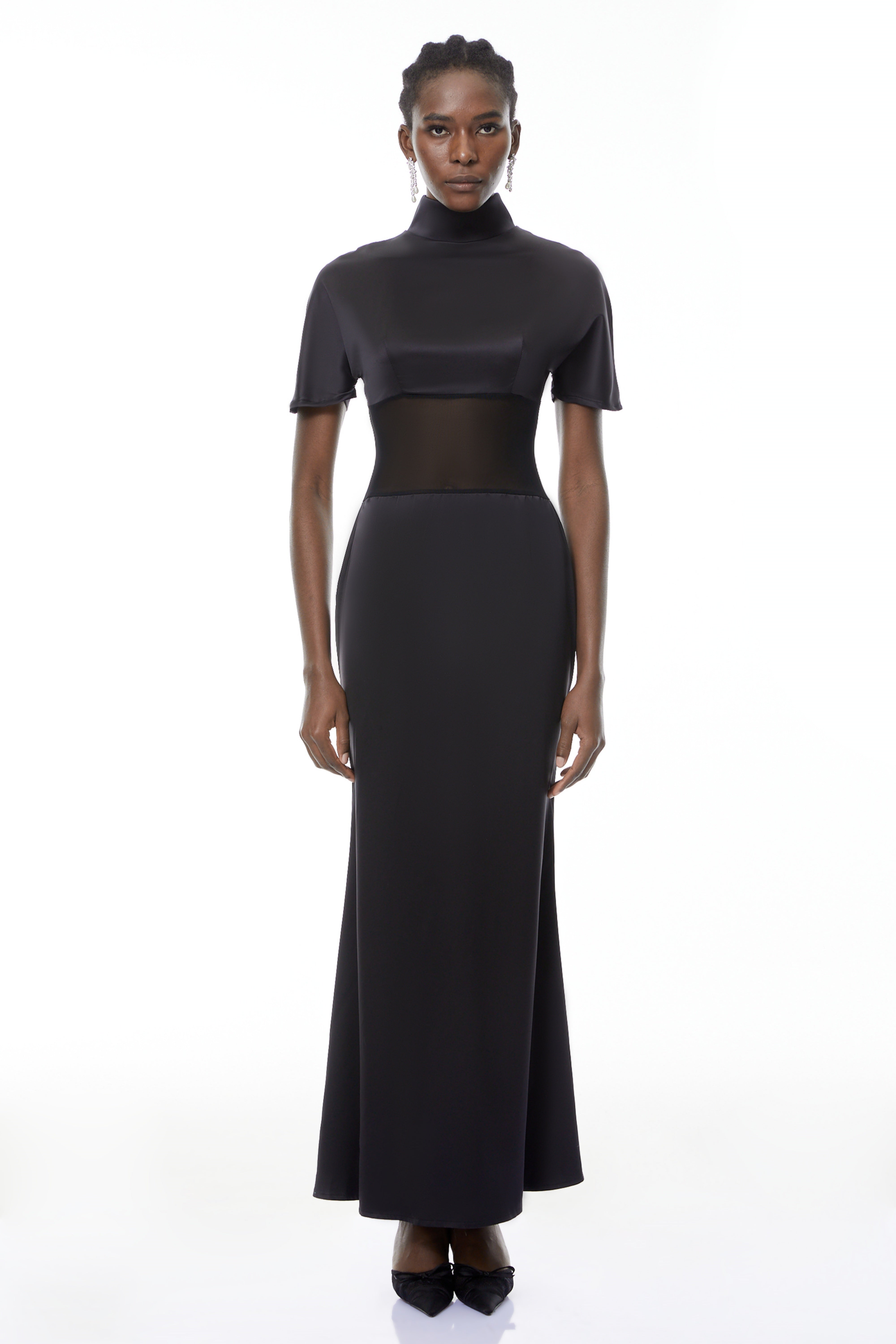 Odelia Black High Neck Sheer Maxi Dress (Final Sale)