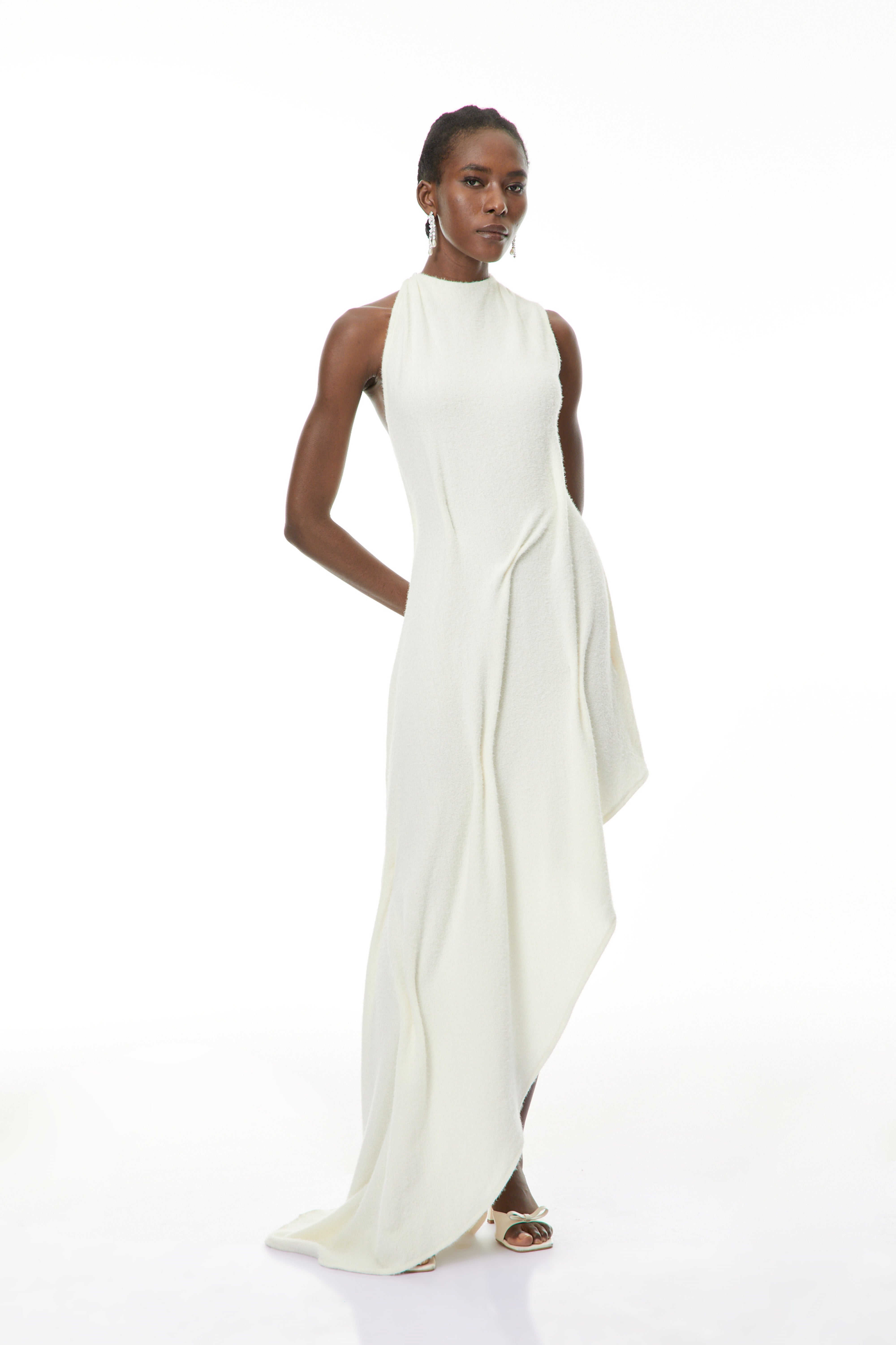 Oleander White Textured Asymmetrical Maxi Dress (Final Sale-US Only)