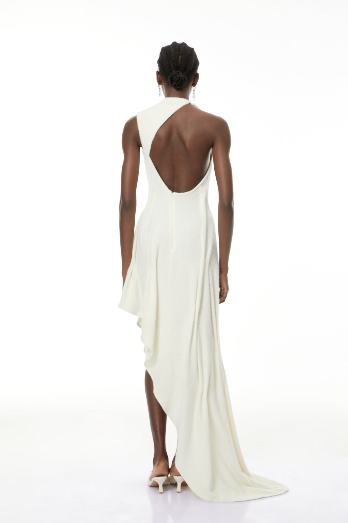 Oleander White Textured Asymmetrical Maxi Dress
