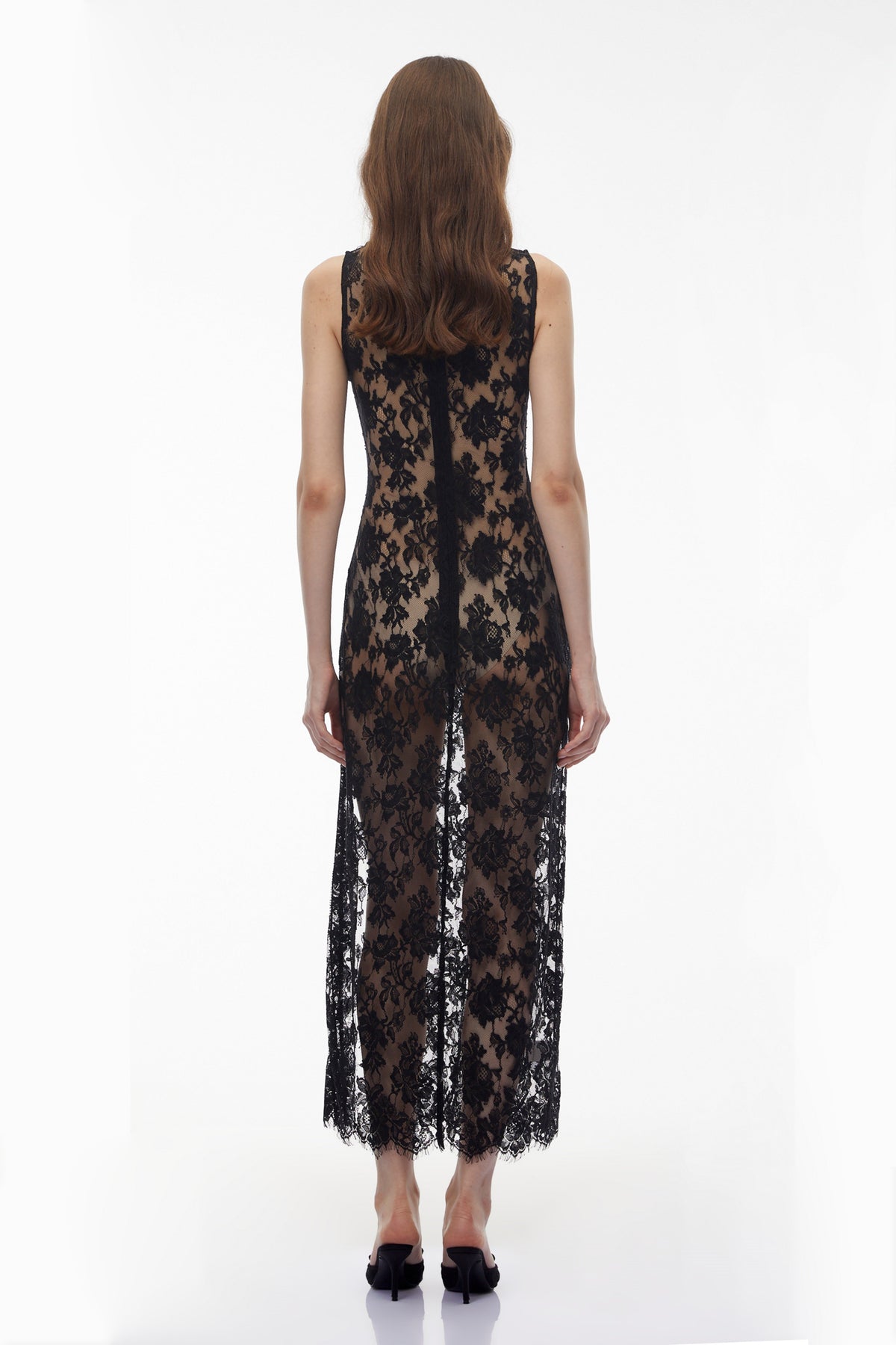 Olesya Black Semi Sheer Lace Maxi Dress (Final Sale)