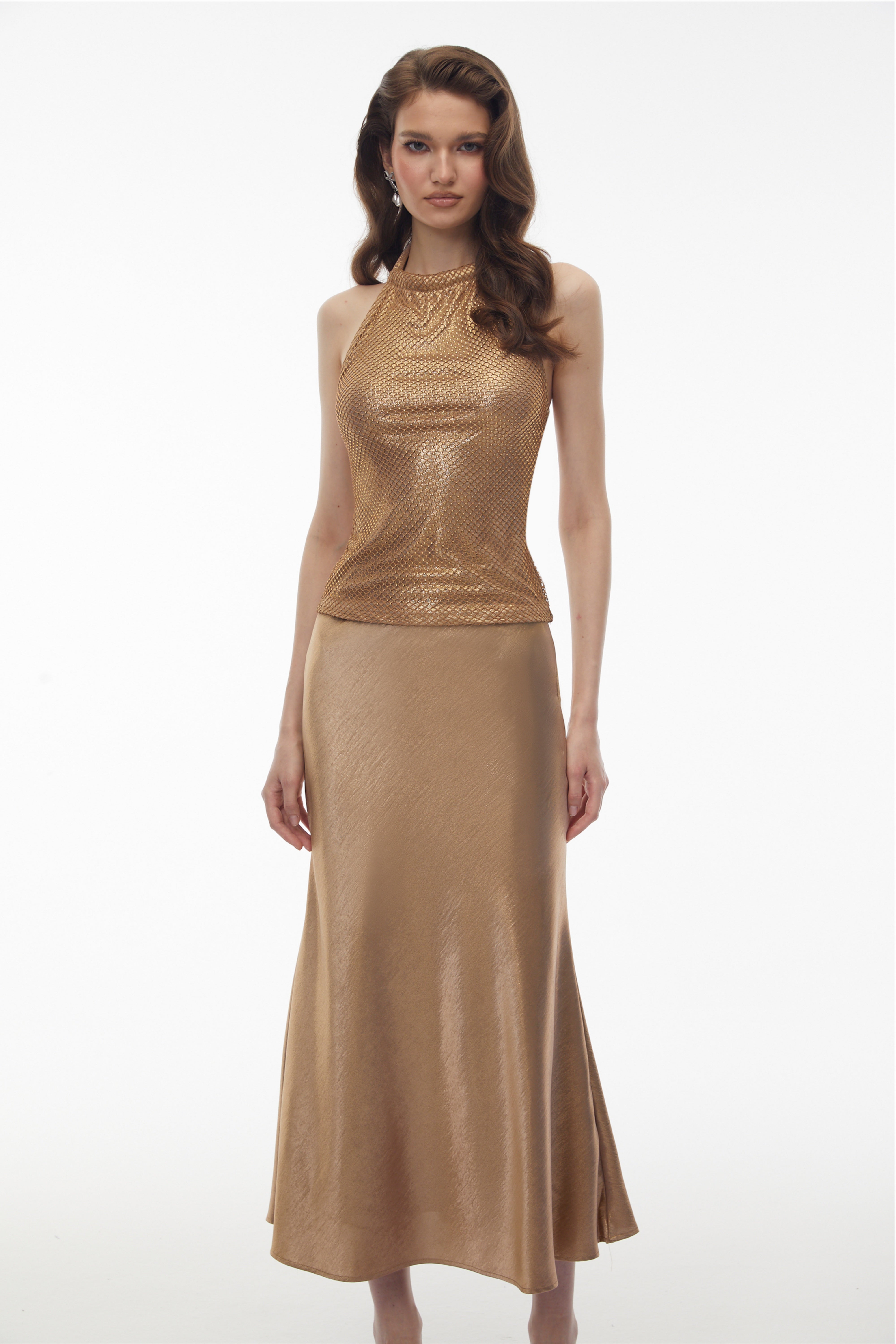 Ordelia Gold Halterneck Sequin Top & Skirt Set