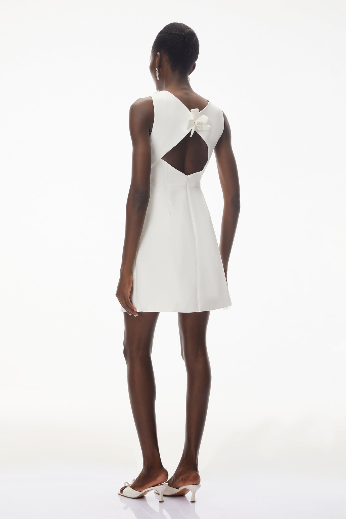 Orli White Mini Dress with 3D Petals