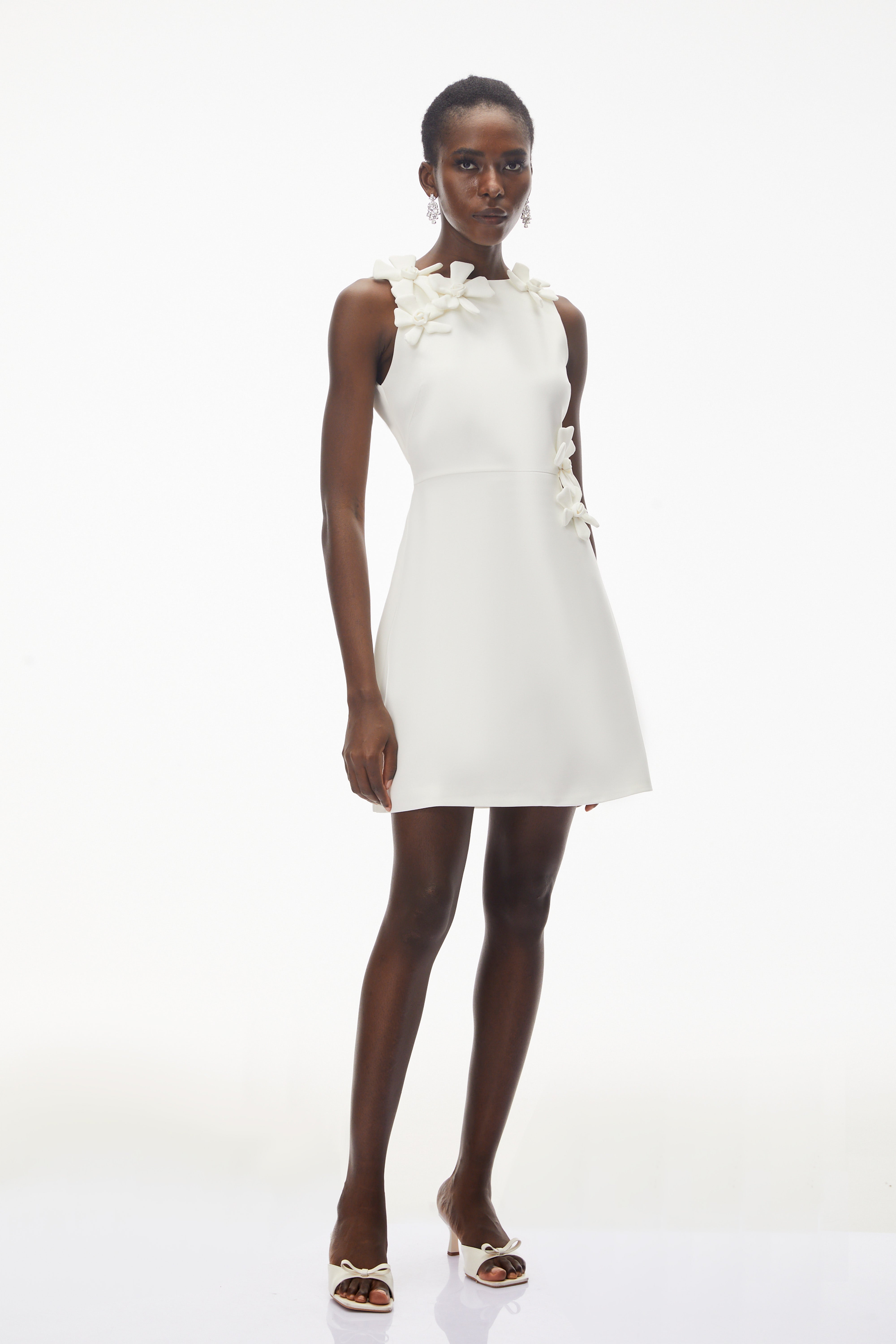 Orli White Mini Dress with 3D Petals
