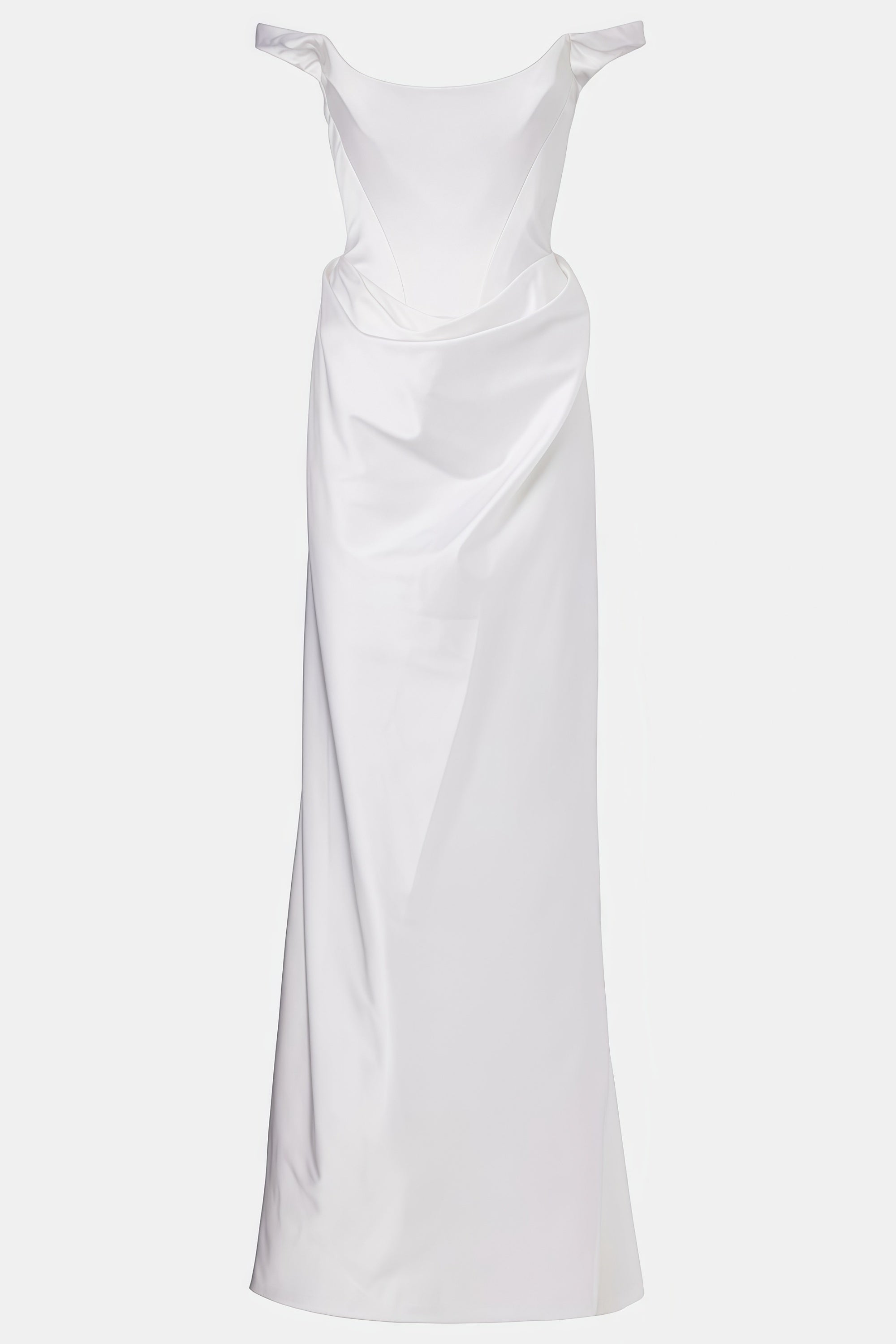 Fiona White Satin Square Neck Maxi Dress