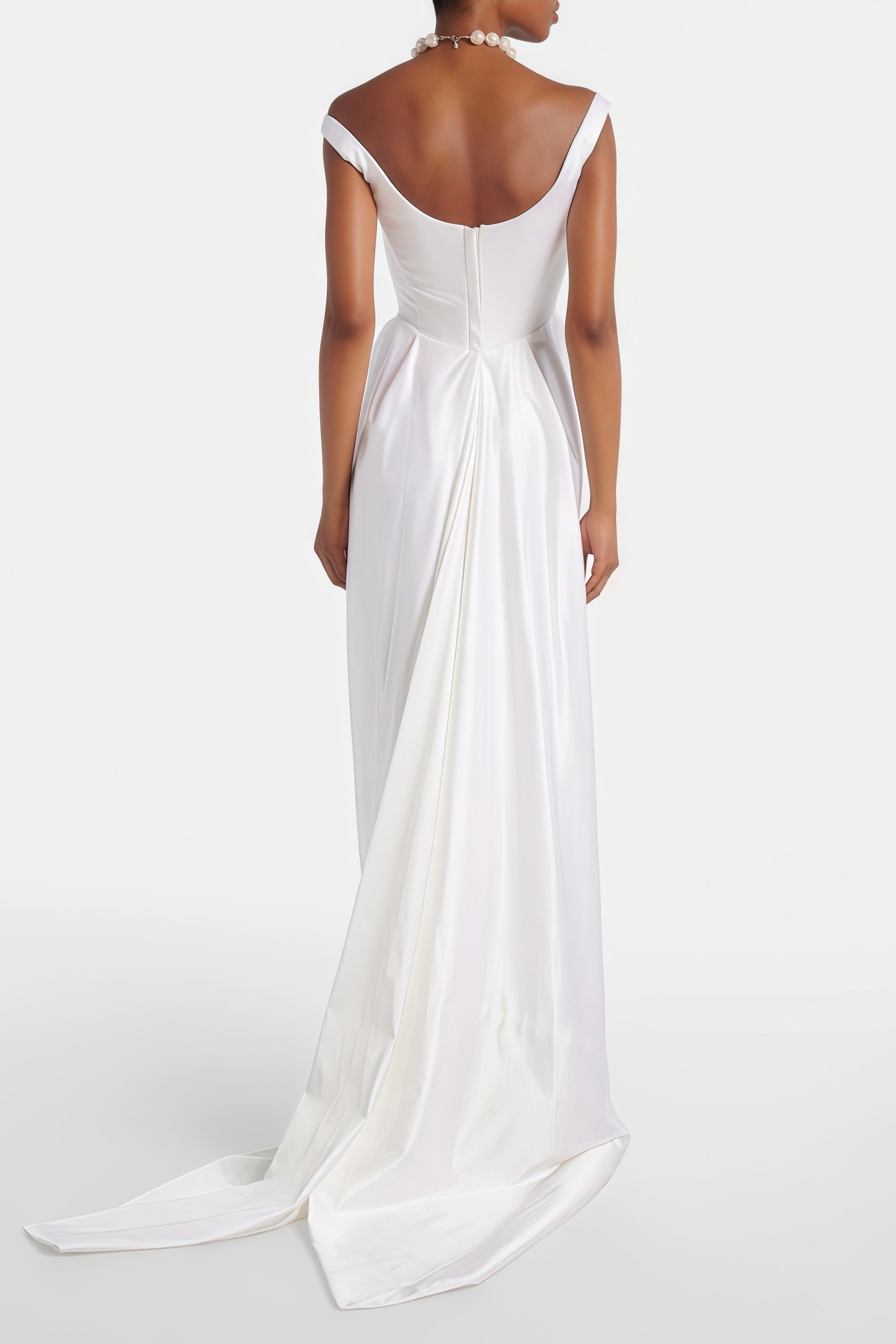 Fiona White Satin Square Neck Maxi Dress