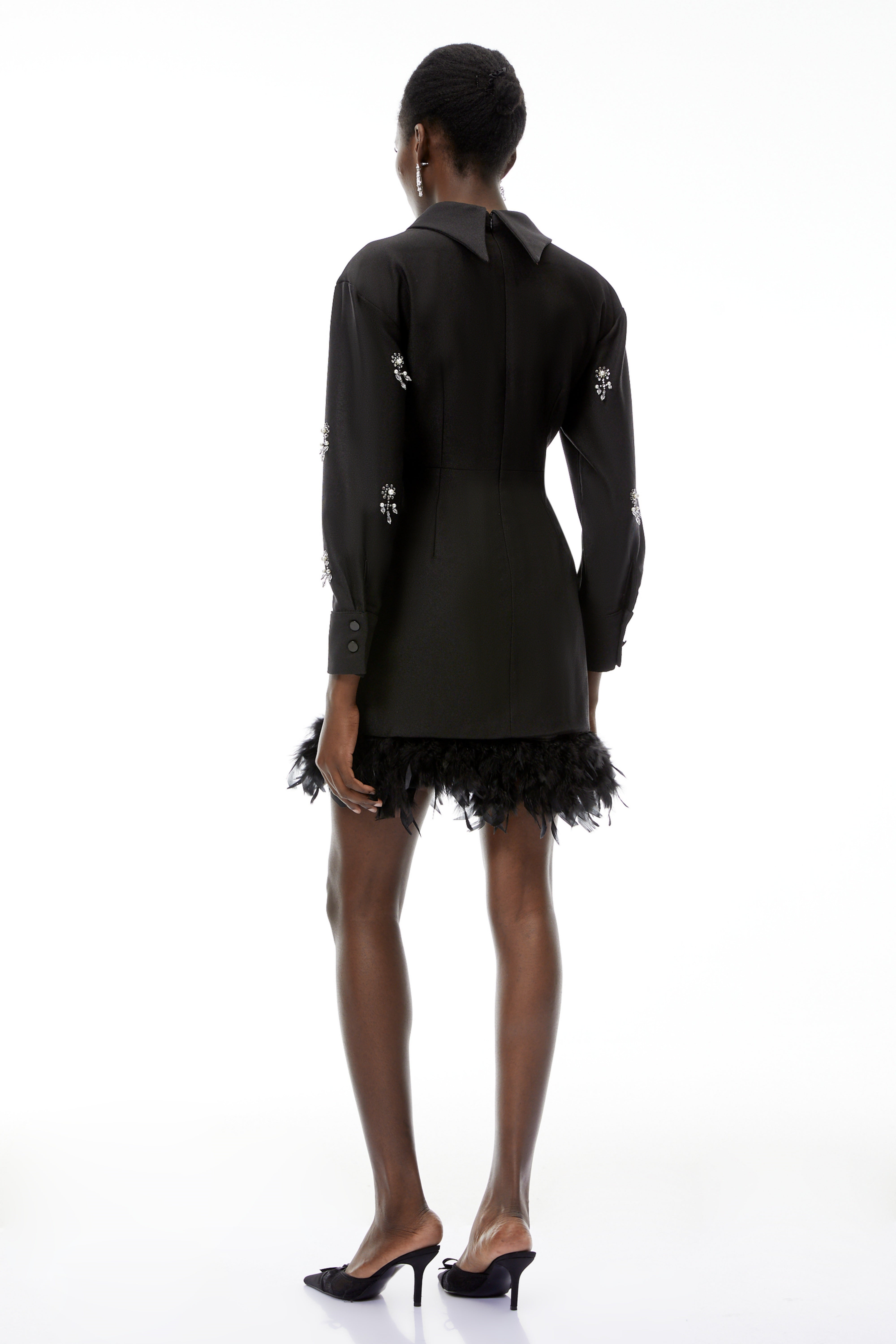 Penelope Black Floral Embellished Mini Dress