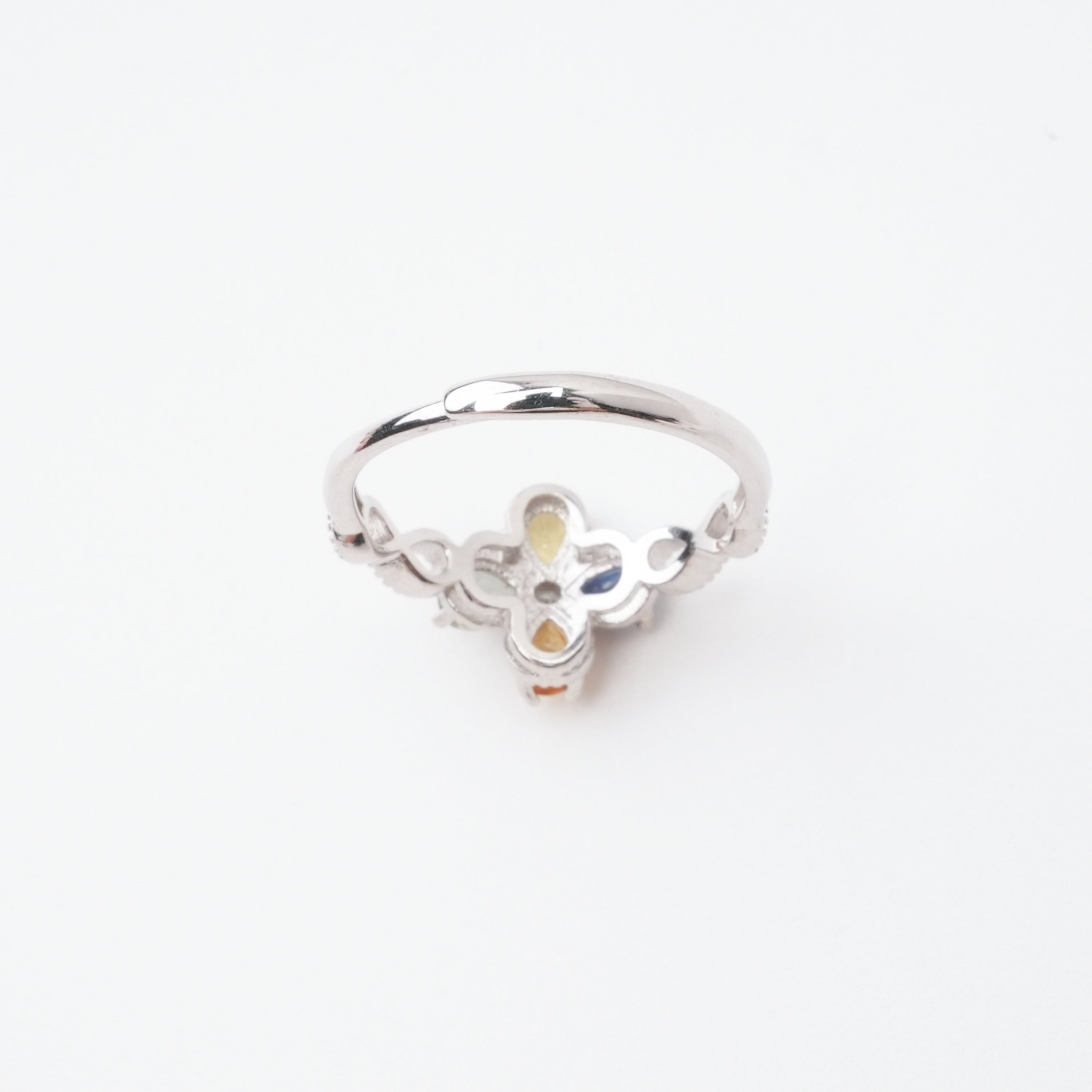 Perrine Multicolor Pear Cut Clover Sterling Silver Ring