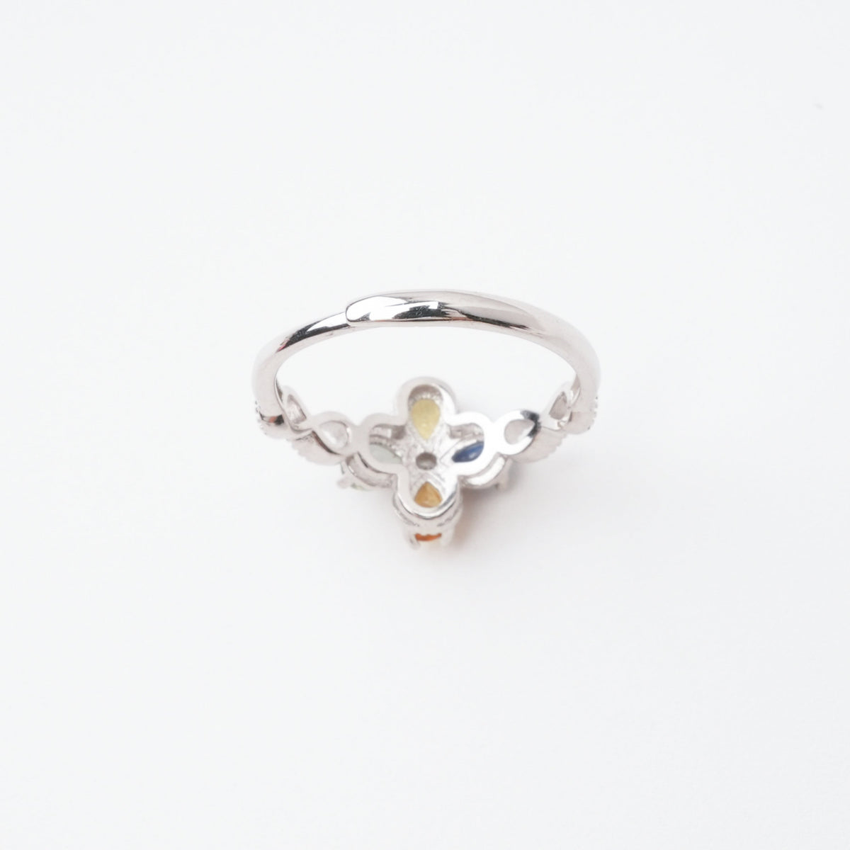 Perrine Multicolor Pear Cut Clover Sterling Silver Ring