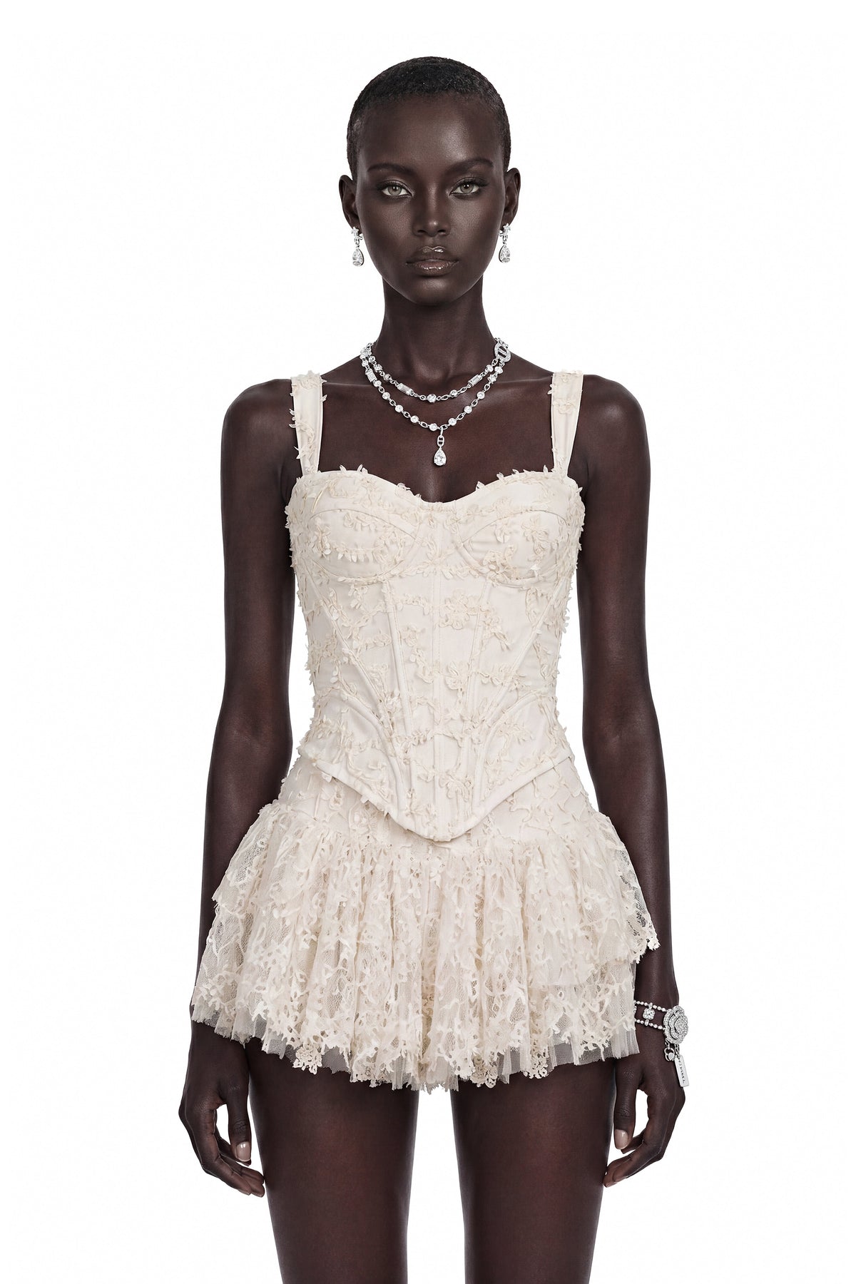 Phaedra Cream Corset Top with 3D Florals