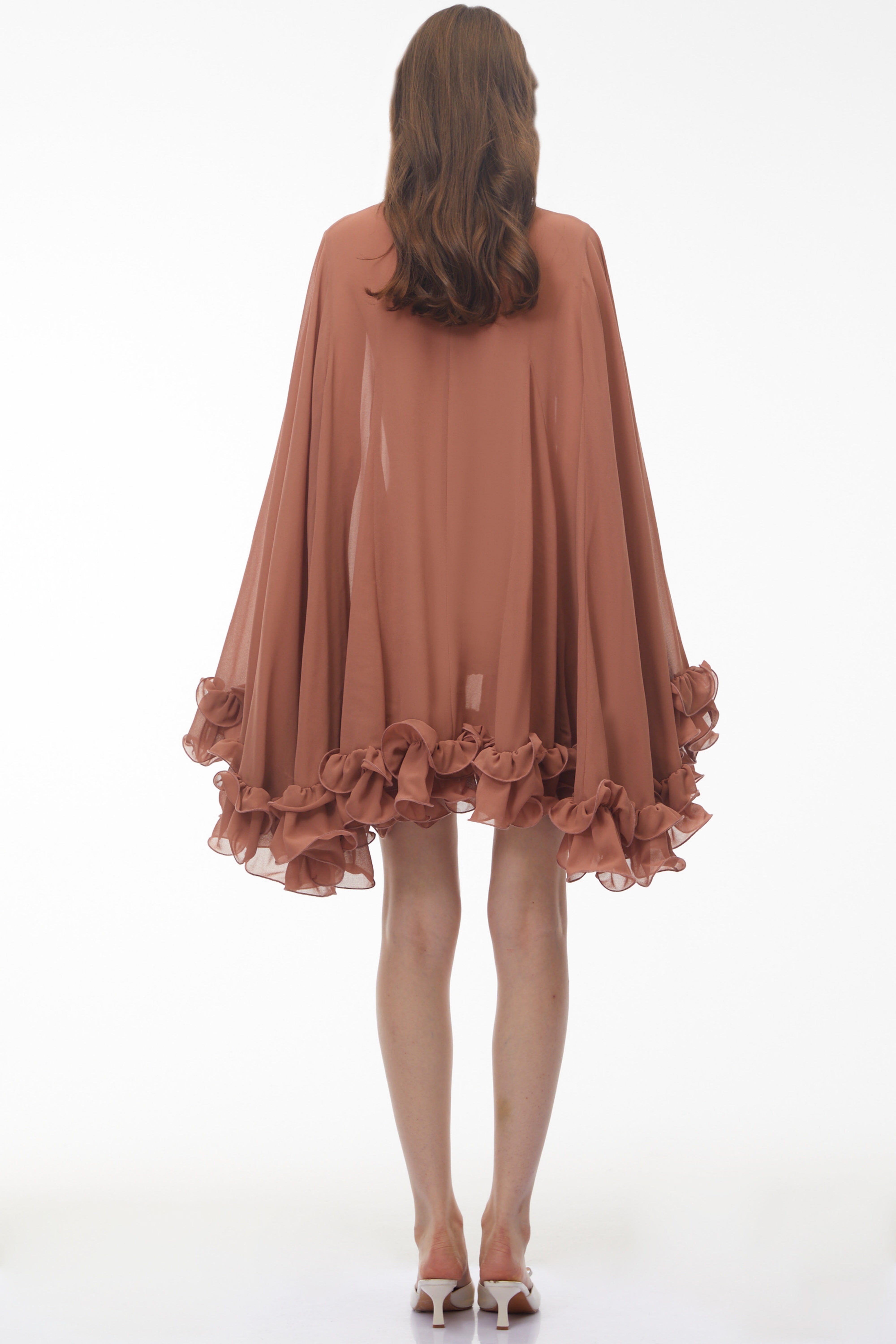 Philippa Terracotta Mini Dress with 3D Florals