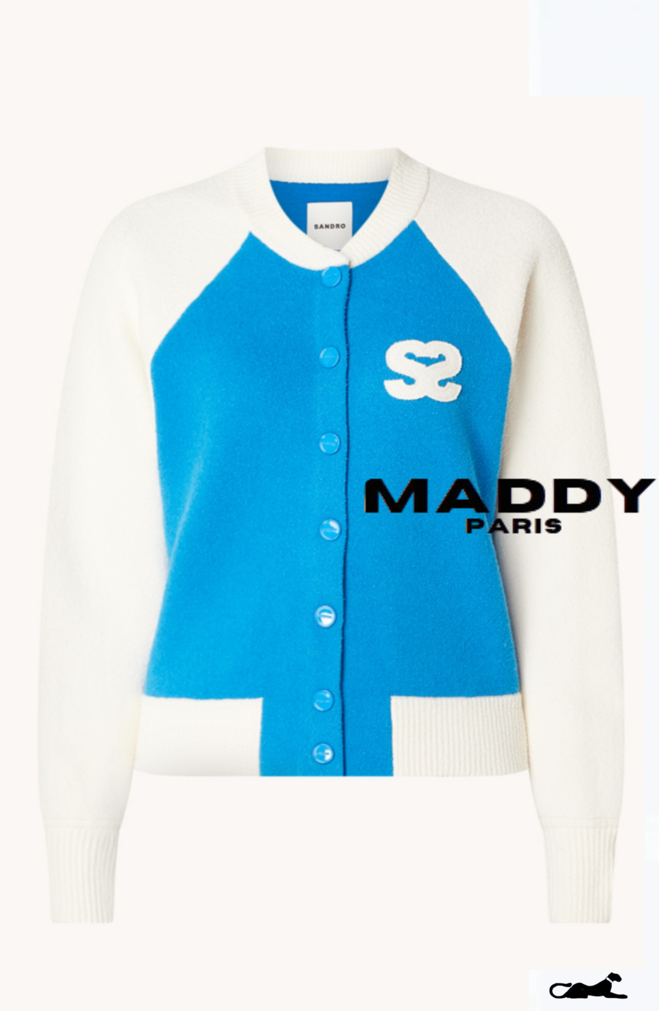 SANDRO Bolzano Varsity Color Block Bouclé Cardigan - Blue