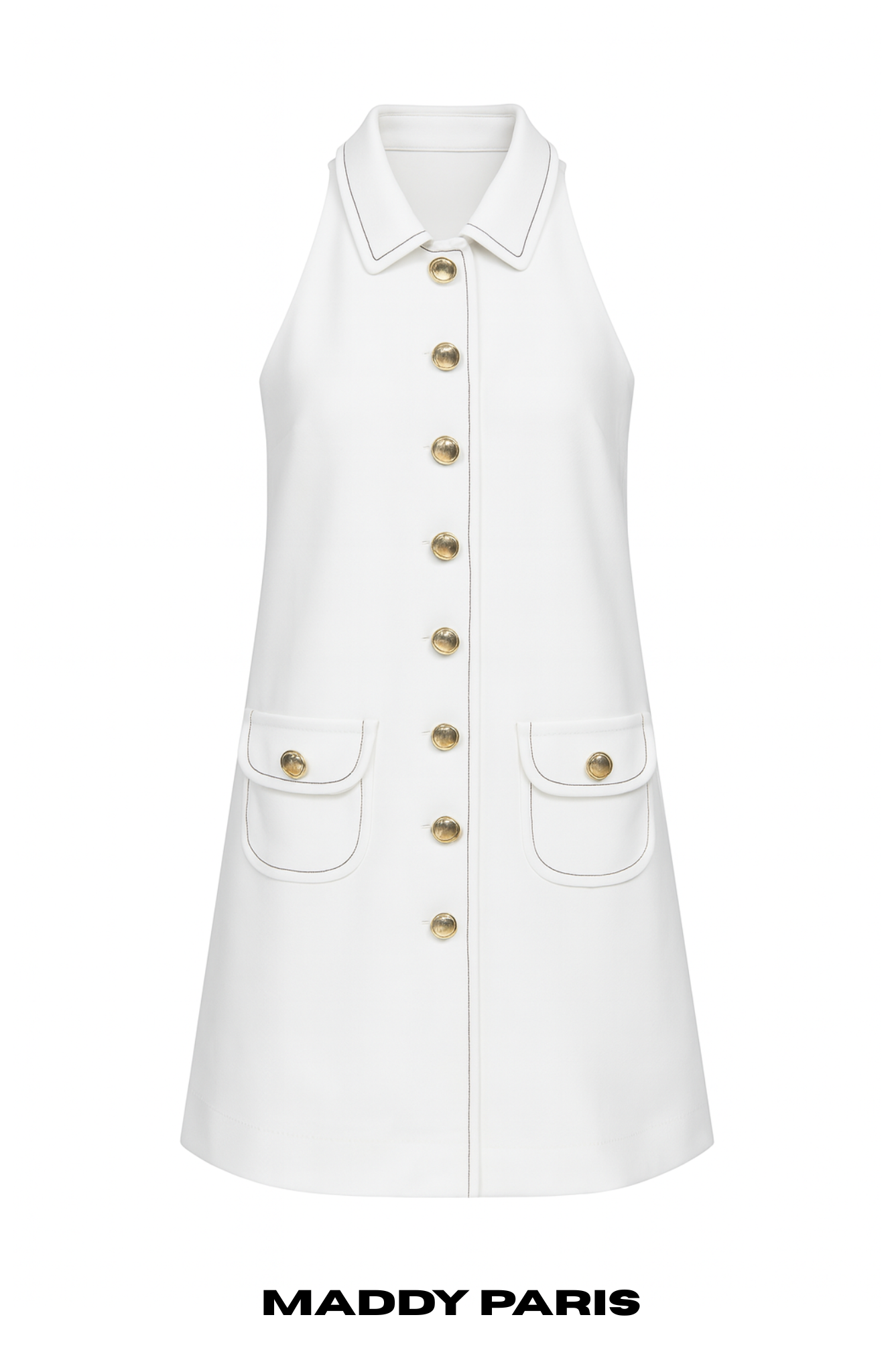 MADDY PARIS GISELLE CREPE HALTER MINI DRESS - WHITE