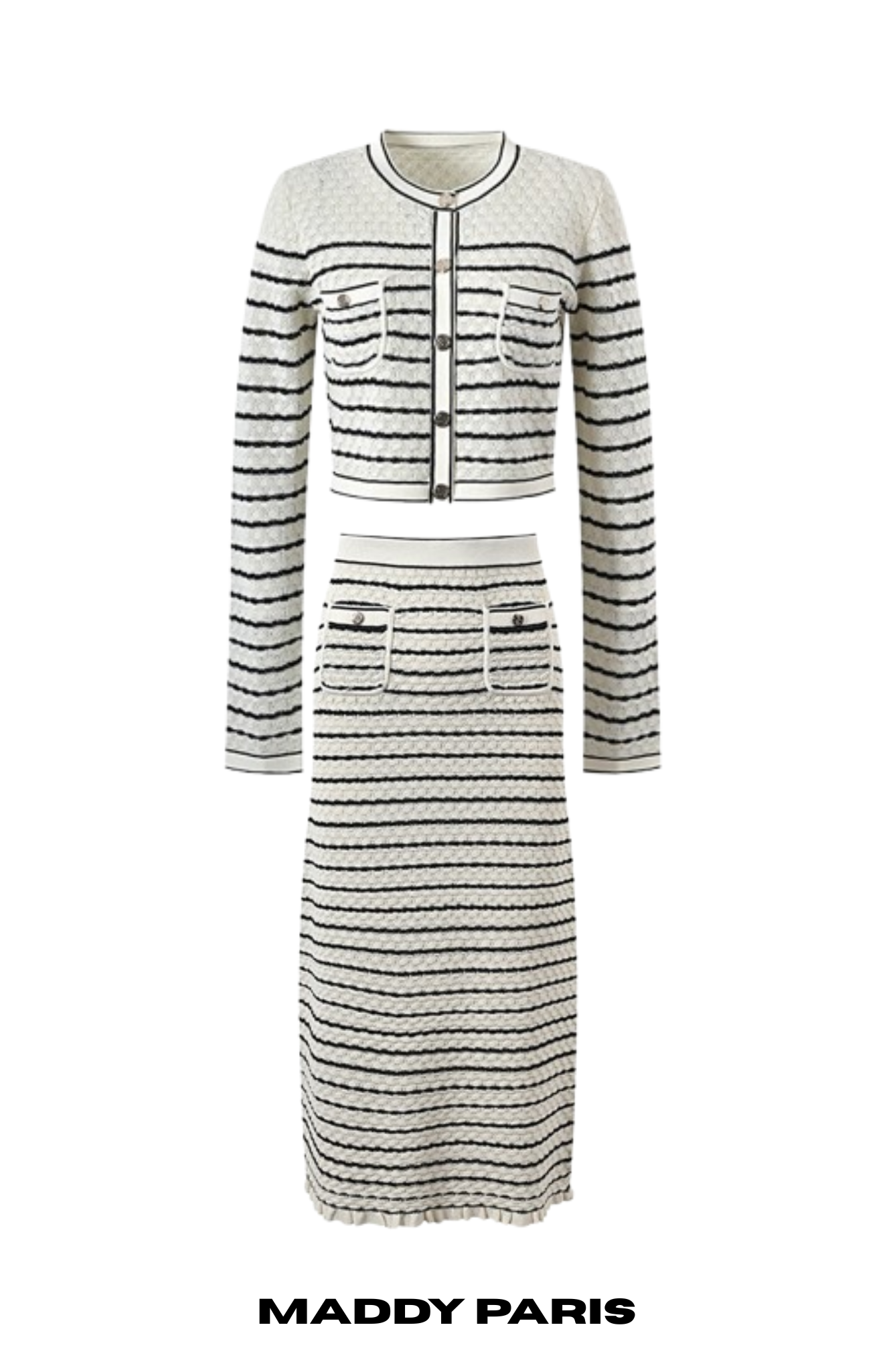Sandro matching skirt Set white and black stripes - White
