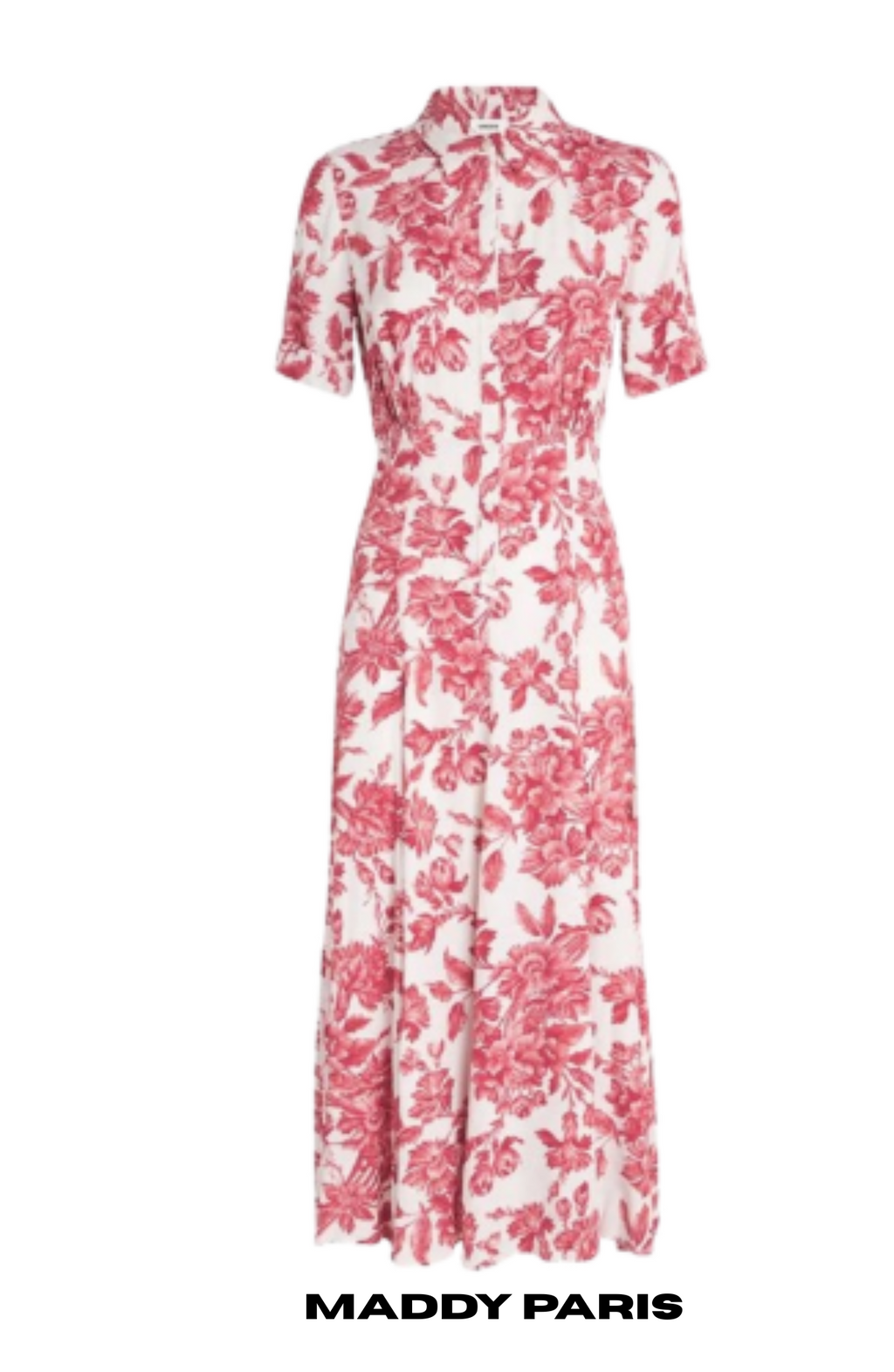 SANDRO JOSEPHINA FLORAL-PRINT MIDI DRESS IN VISCOSE - RED
