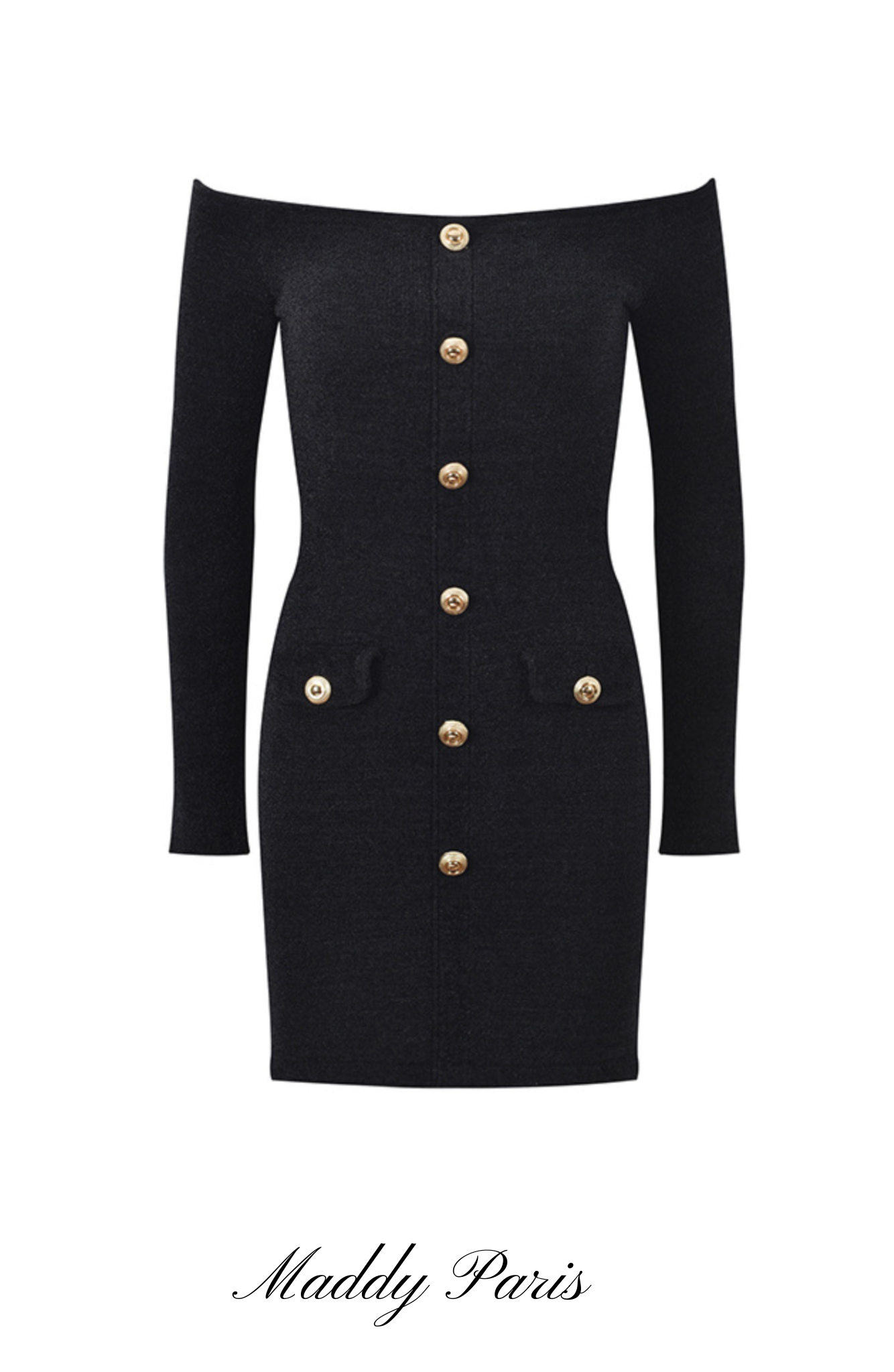 Black Chenille Knit Mini Dress