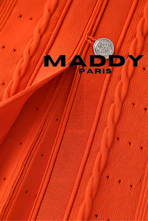 SANDRO ROMA KNIT MIDI DRESS - ORANGE