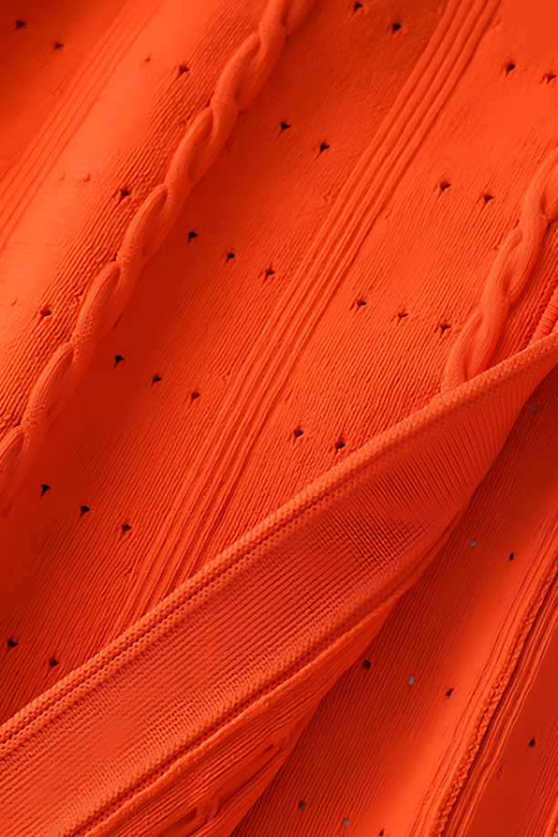 SANDRO ROMA KNIT MIDI DRESS - ORANGE