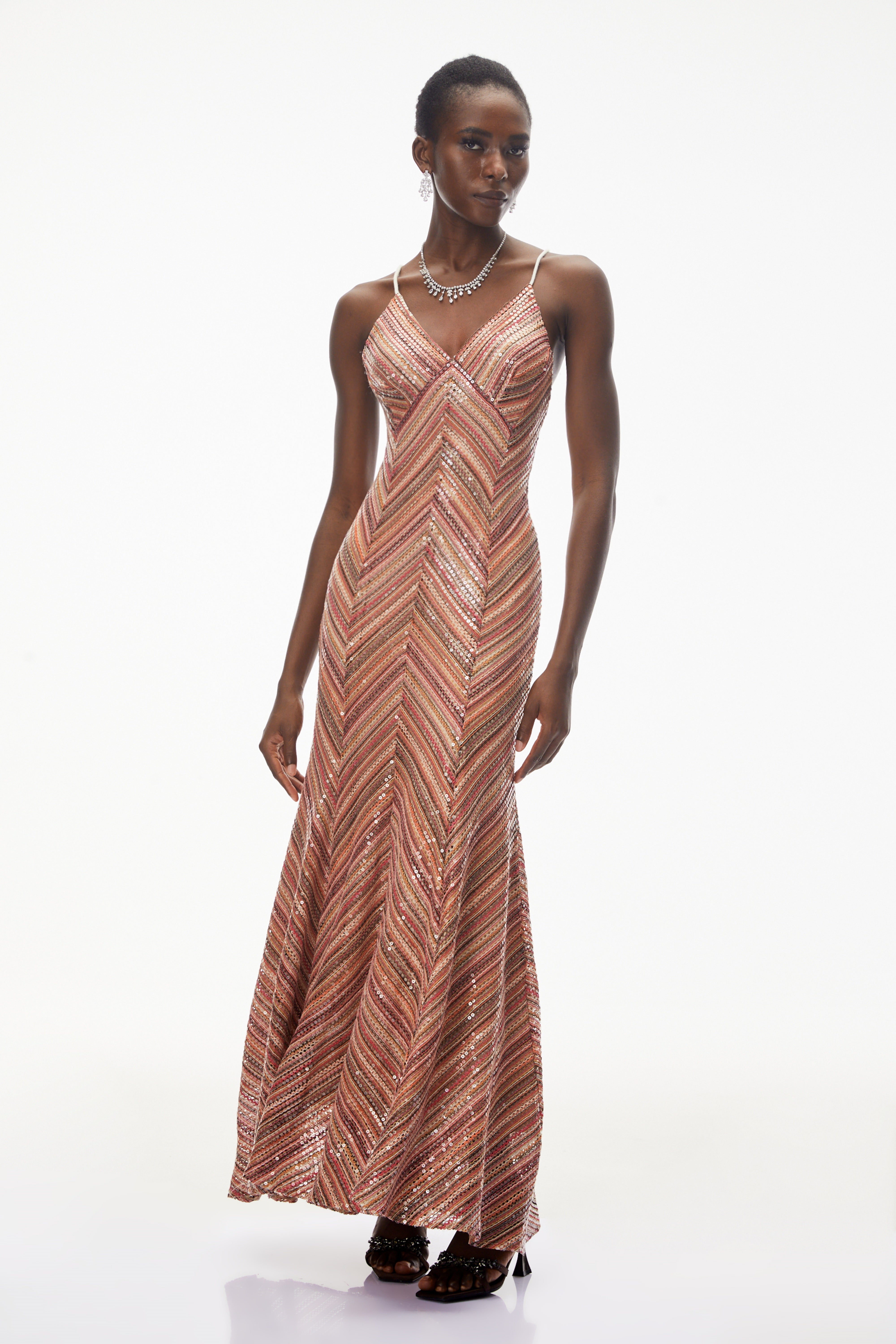 Raisa Red Striped Pattern Maxi Dress