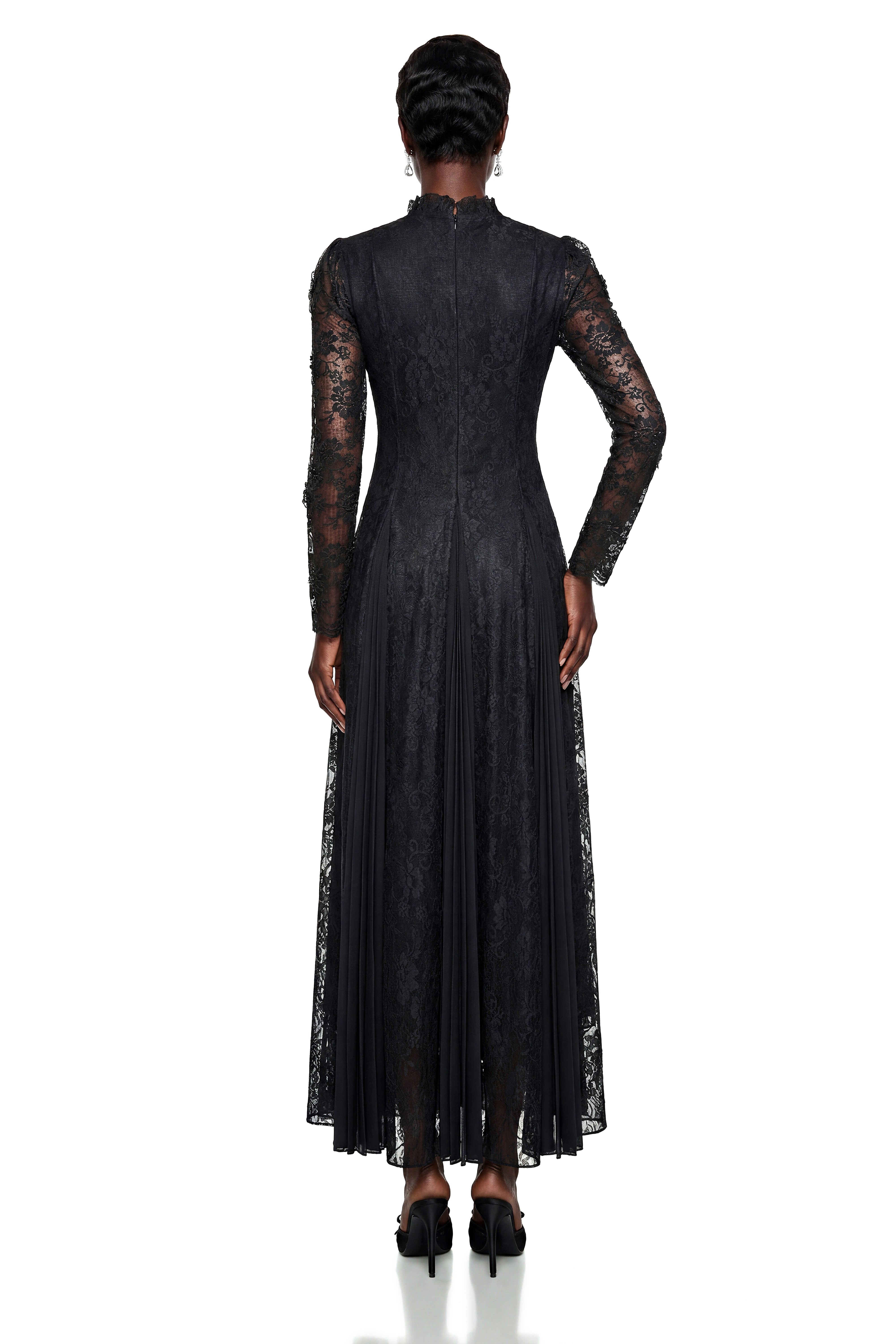 Raymonde Black Floral Lace Maxi Dress