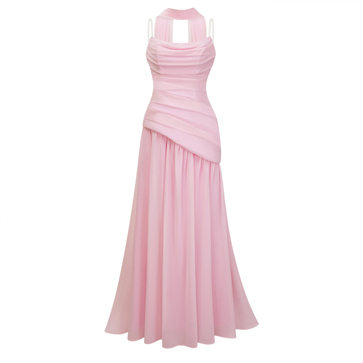 Romane Pink Strapless Corset Chiffon Maxi Dress (Final Sale-US Only)