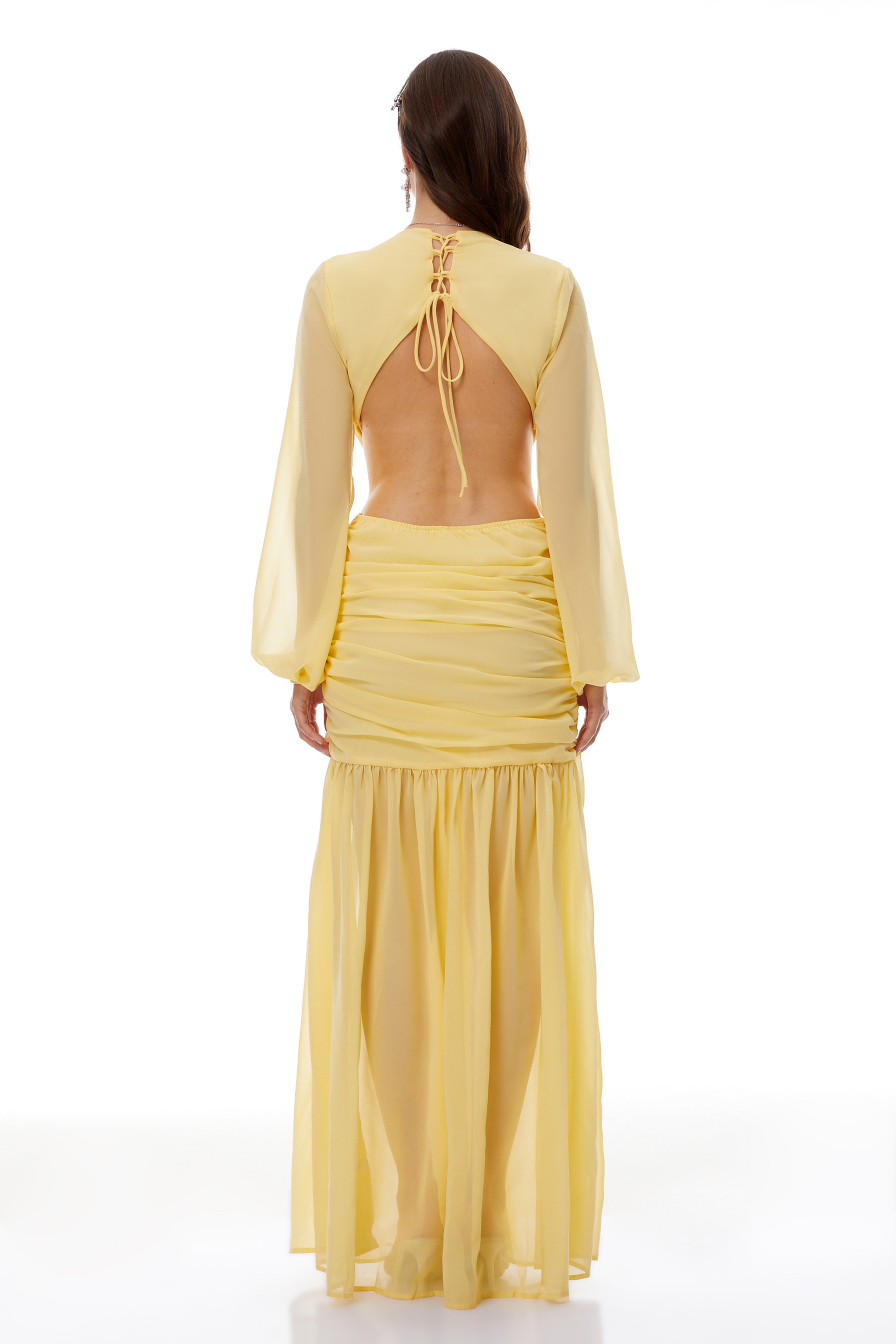 Romilly Yellow Twisted Chiffon Maxi Dress (Final Sale)