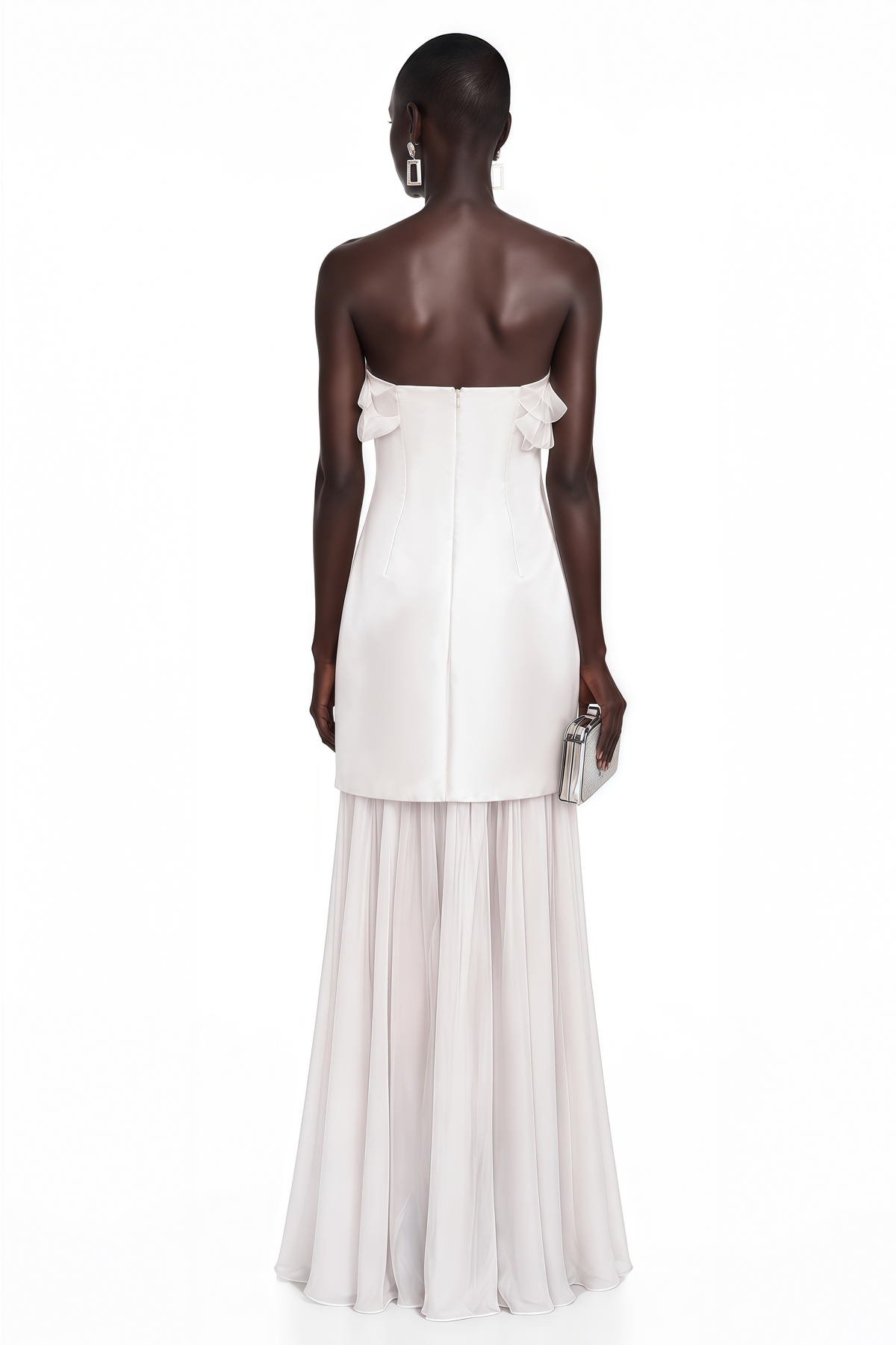 Rongo White Off Shoulder Ruffled Lace Maxi Dress