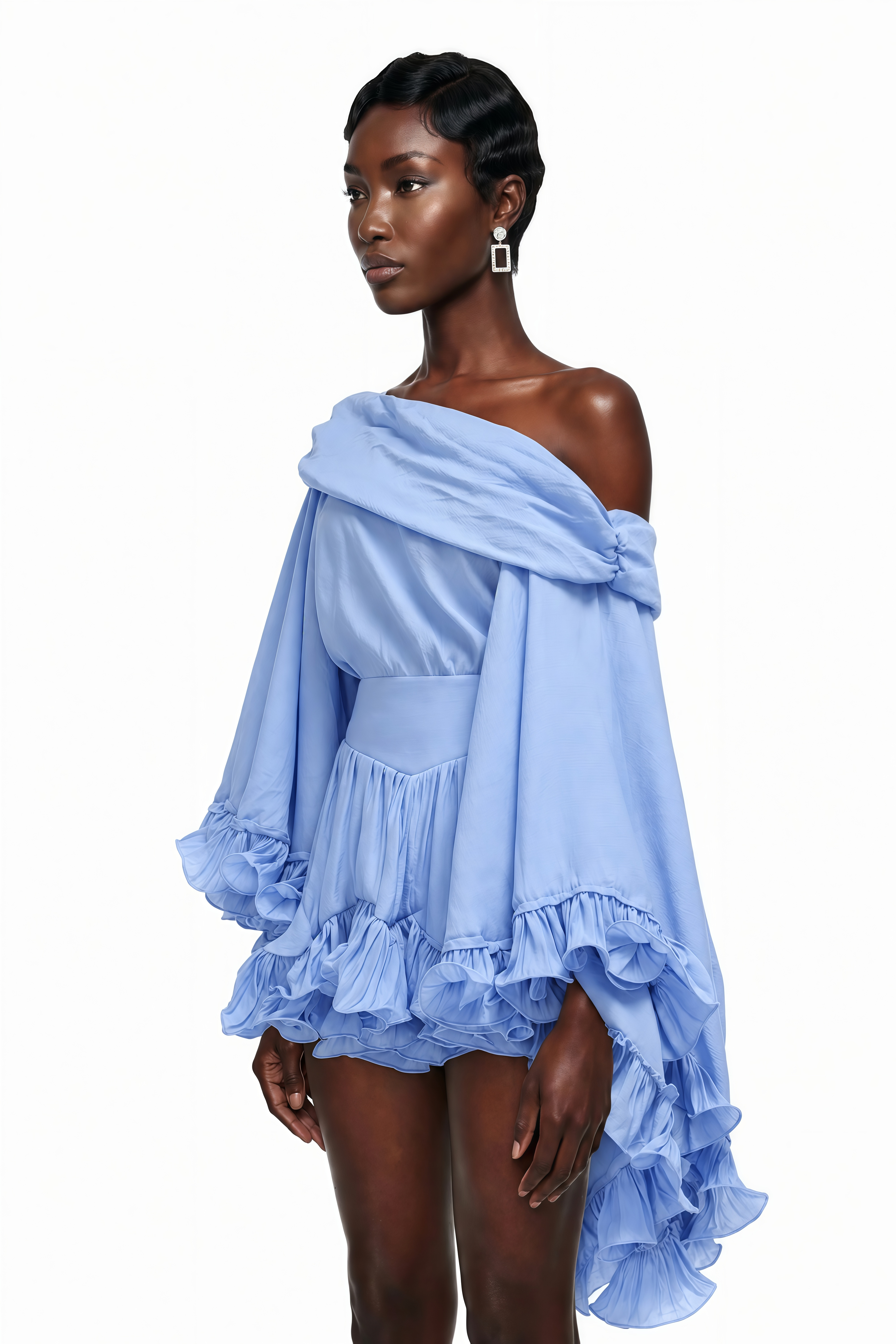 Rowan Sky Blue Off Shoulder Top & Skirt Set